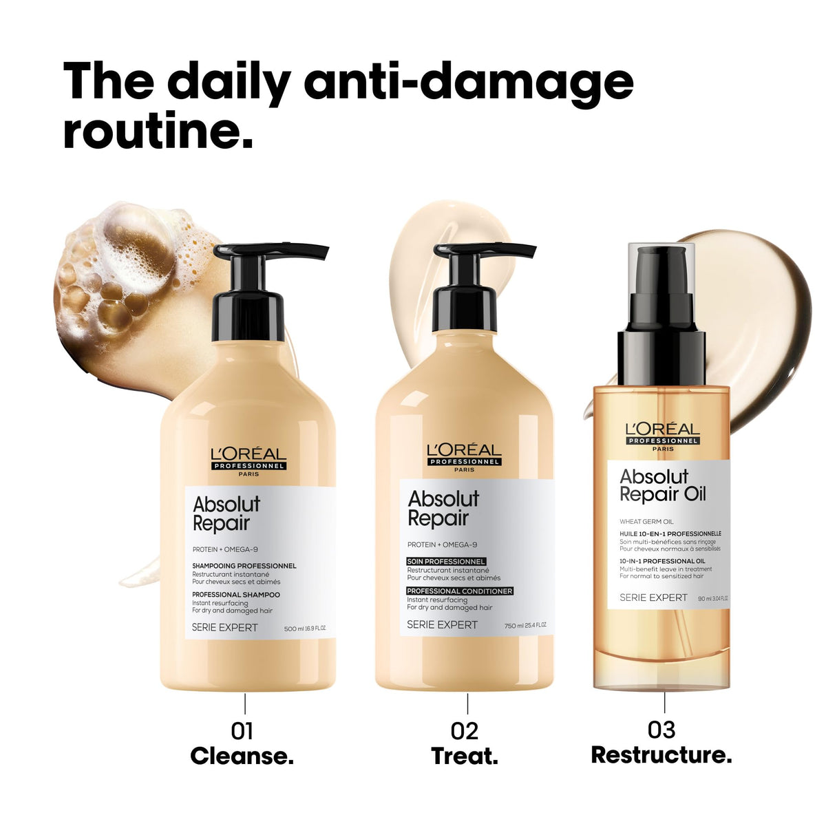 L'Oréal Professionnel Paris Absolut Repair 10-in-1 Oil – Nourishing Multi-Benefit Oil For Dry & Damaged Hair, Repairs Hair and Provides Shine - Medaid International