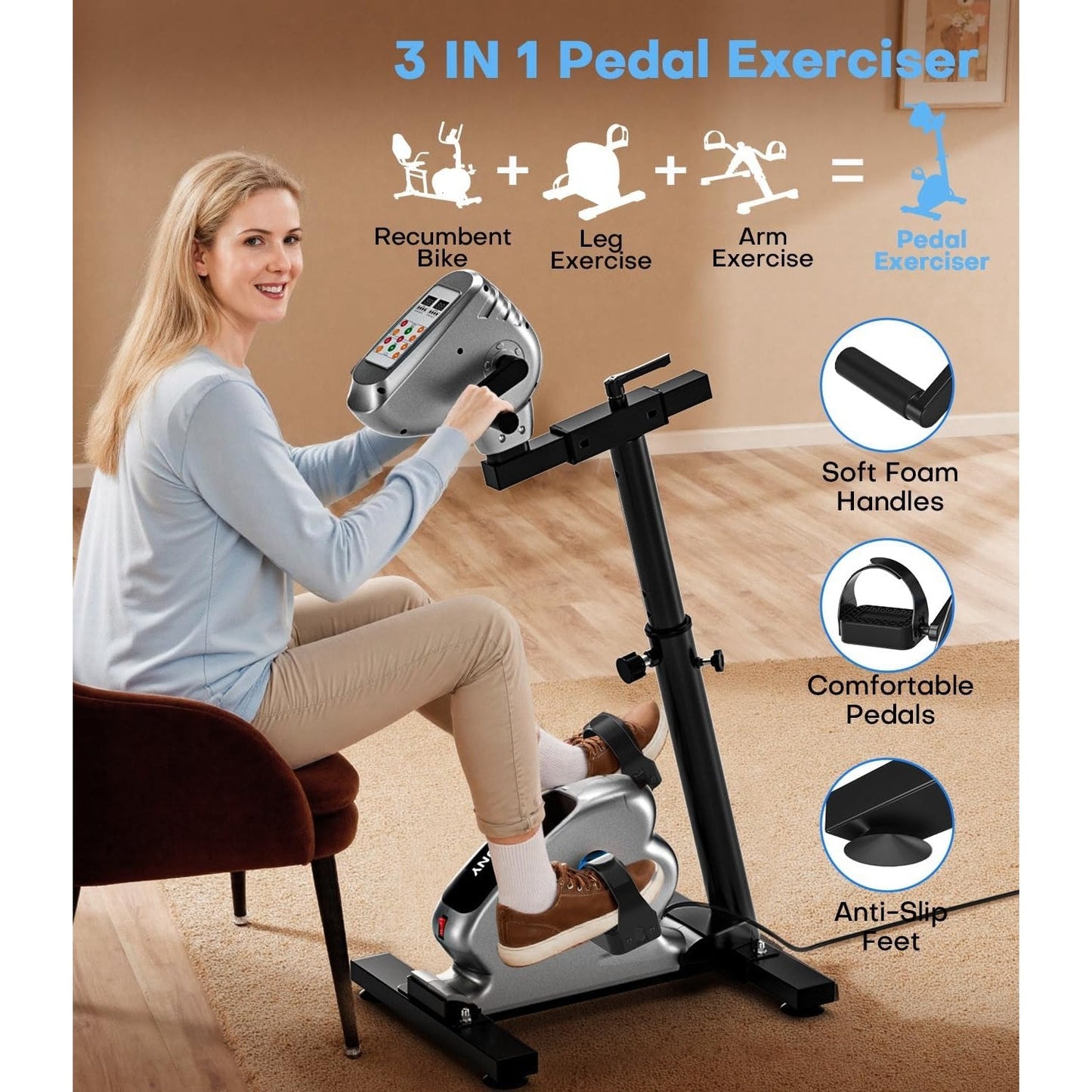 Motorized Arm & Leg Exercise Bike for Seniors – Restore Mobility & Circulation at Home (12 Speeds, Adjustable Resistance)