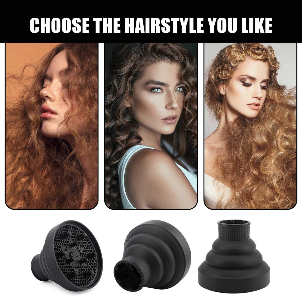 TERRIFI Universal Hair Diffuser Attachment for Hairdryers, Collapsible Professional Blow Dryer Diffuser, Adjustable Diffuser with Comb for Curly and Natural Wavy Hair, Fits Most Hair Dryers