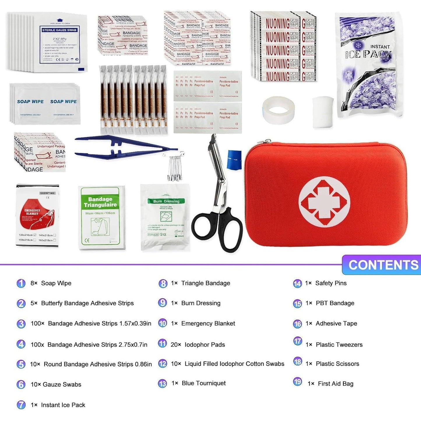 Car First Aid Kits 275Pcs Survival Gear Home Travel Size Small Emergency Kit Tactical Hiking EVA Camping Essentials Backpack Sports Office Boat Urgent Accident