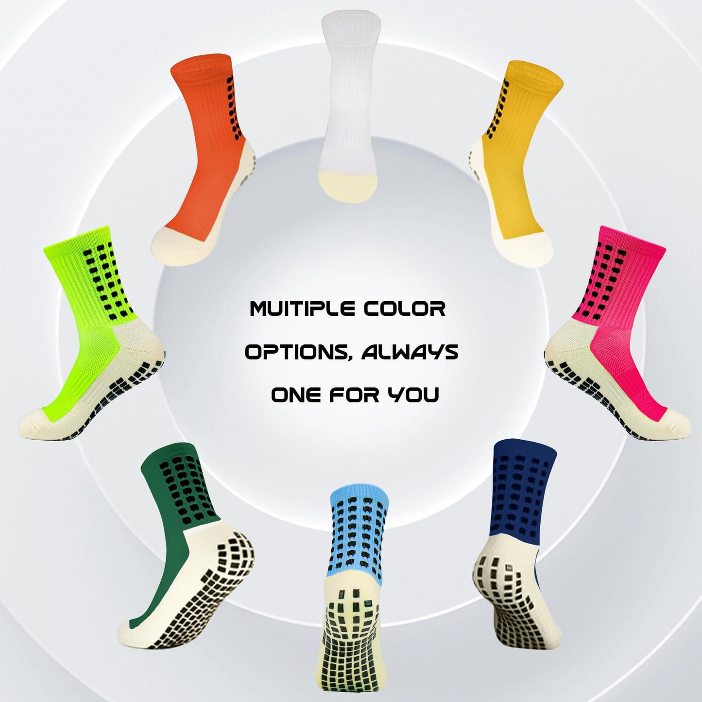 Yufree 4 Pairs Mens Grip Soccer Socks Non Slip Grippy Women Socks for Football Basketball Sports - Medaid International
