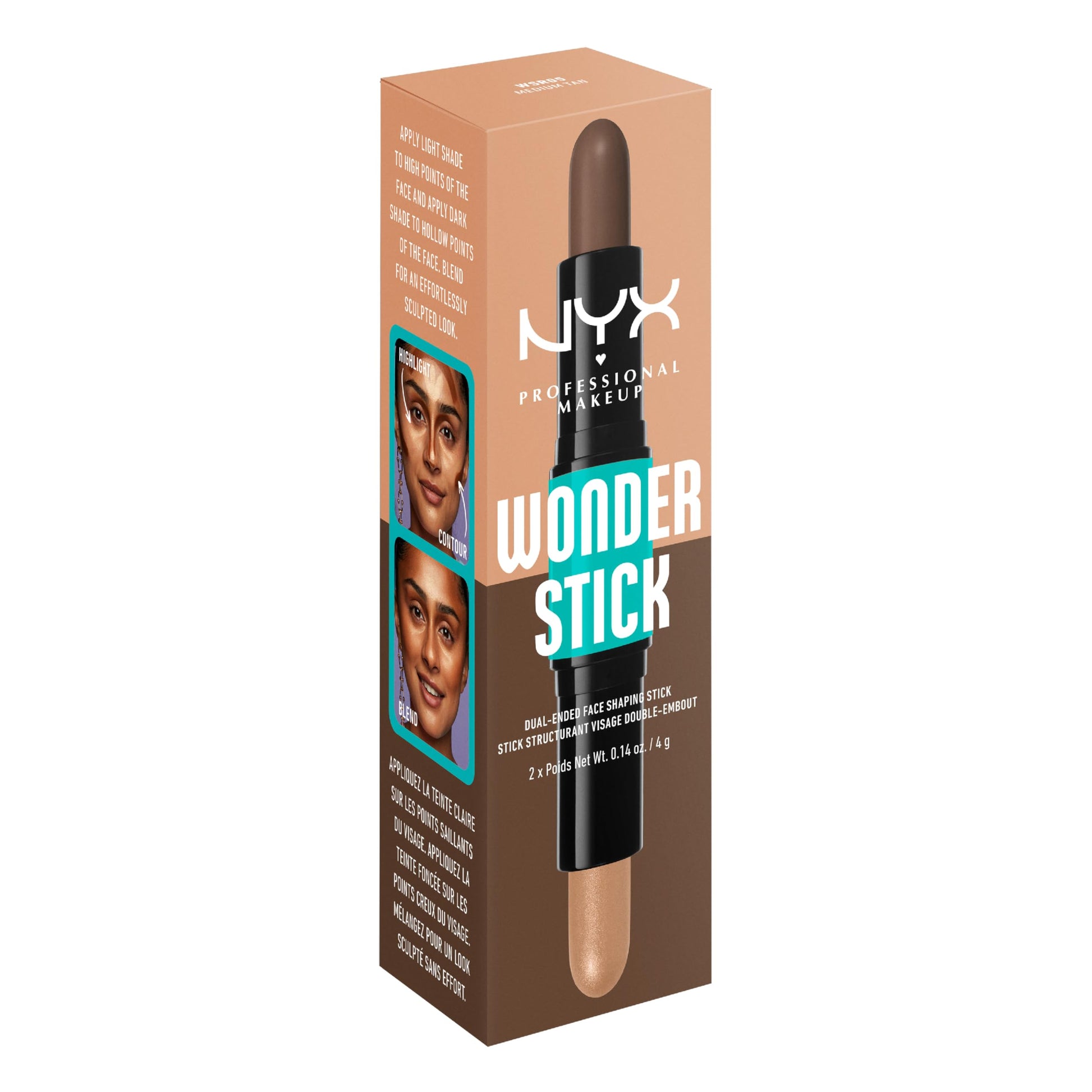 NYX PROFESSIONAL MAKEUP Wonder Stick, Face Shaping & Contouring Stick - Medium Tan - Medaid International