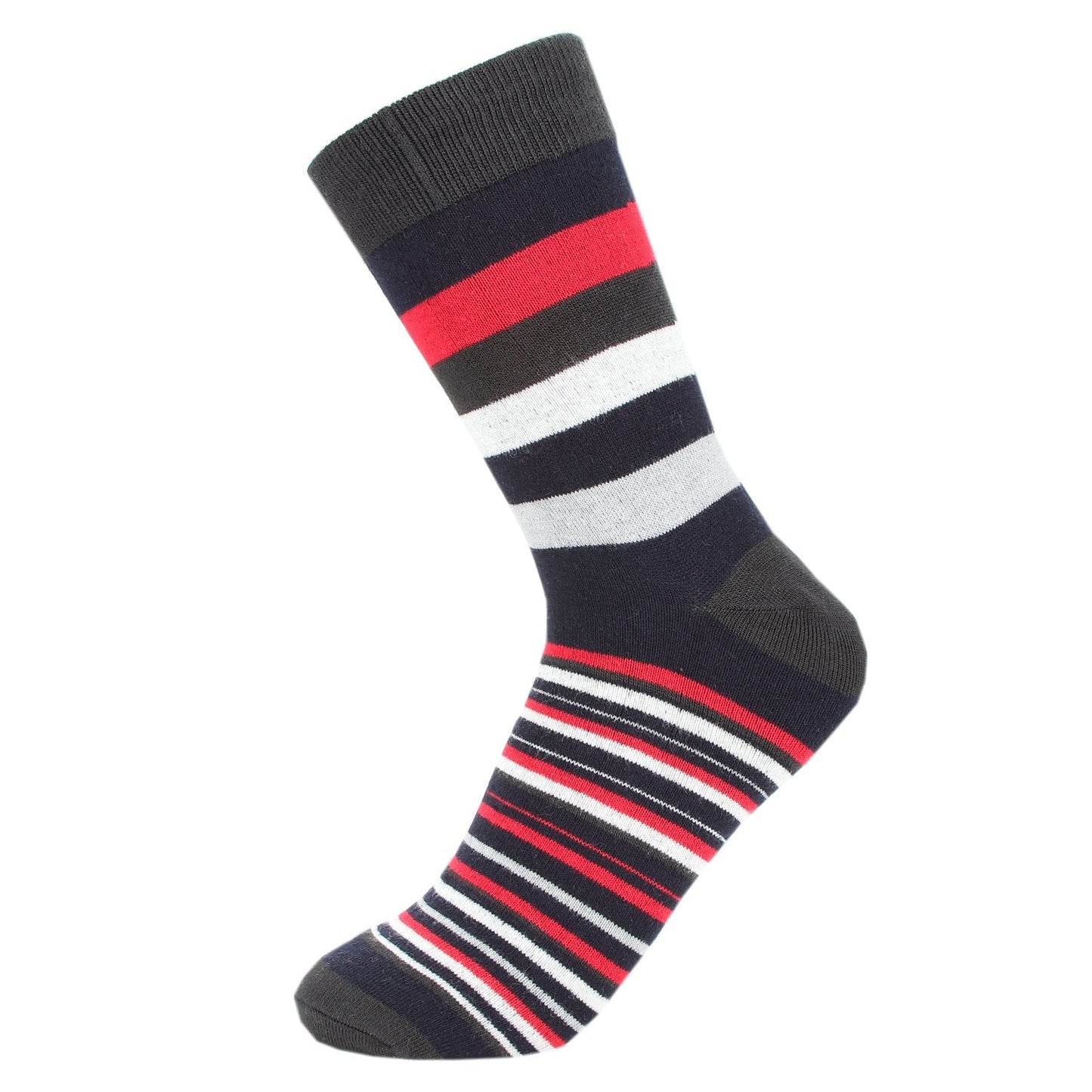 HOYOLS Mens Dress Casual Stripe Patterned Socks Cotton Crew Colorful Business Long Socks 5 Color Pack (L Size) Size 10-13 - Medaid International