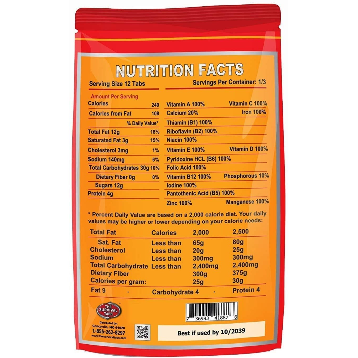 Survival Tabs 8-Day Emergency Food Supply – 96 Tabs for Tornado, Hurricane, Disaster Relief – Long Shelf Life, Lightweight, No Prep Emergency Food Ration Non-GMO Gluten-Free