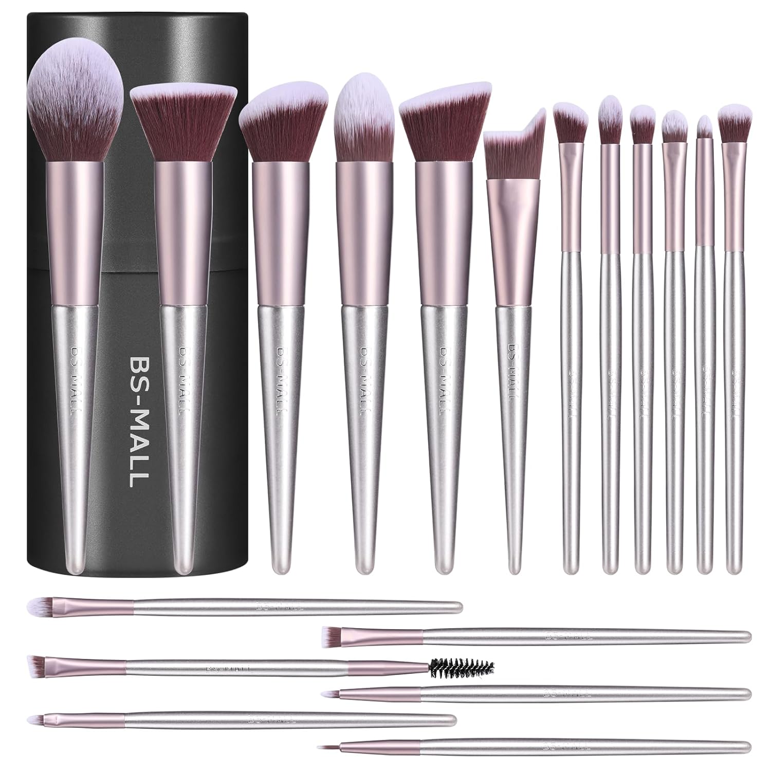 BS-MALL Makeup Brush Set 18 Pcs Premium Synthetic Foundation Powder Concealers Eye shadows Blush Makeup Brushes with black case - Medaid International