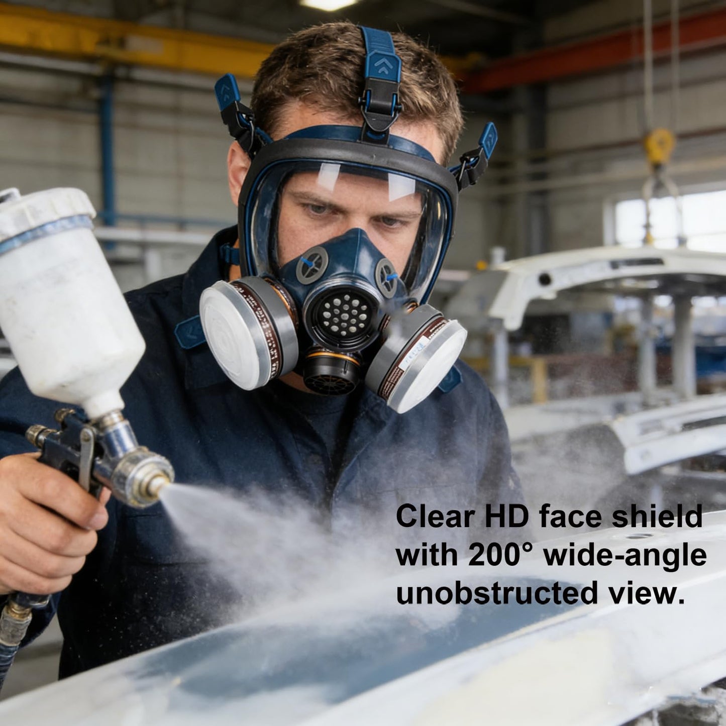 UOPASD Full Face Respirator Mask,Gas Mask Protect Against Harmful Gas,Dust,Chemicals, Safety Mask with Active Carbon Filter