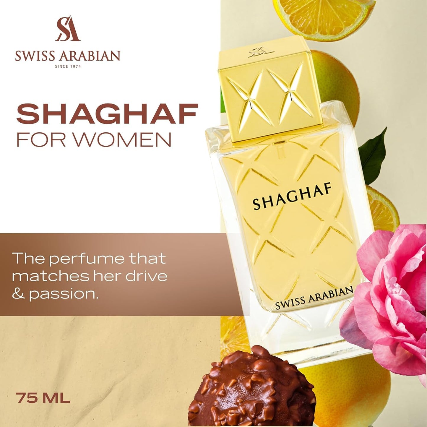 Swiss Arabian Shaghaf (Feminine) - Luxury Products From Dubai - Long Lasting Personal EDP Spray Fragrance - A Seductive Signature Aroma - 2.5 Oz - Medaid International