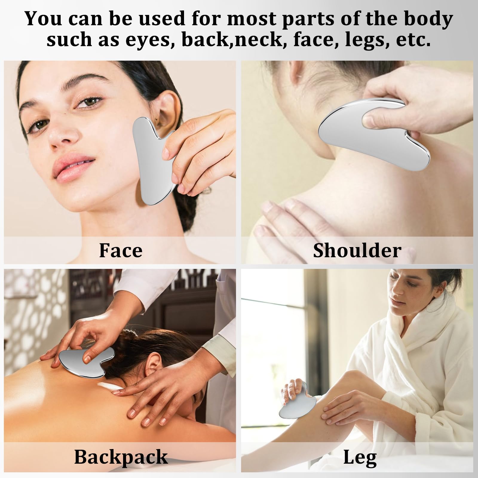 PICKBEAU Stainless Steel Gua Sha Facial Tools for Face, Metal Wrinkle & Anti-Aging Devices Gua Sha Tighten Skin Massage Guasha Beauty Tool for Body Eyes Neck Massager Skin Care - Medaid International