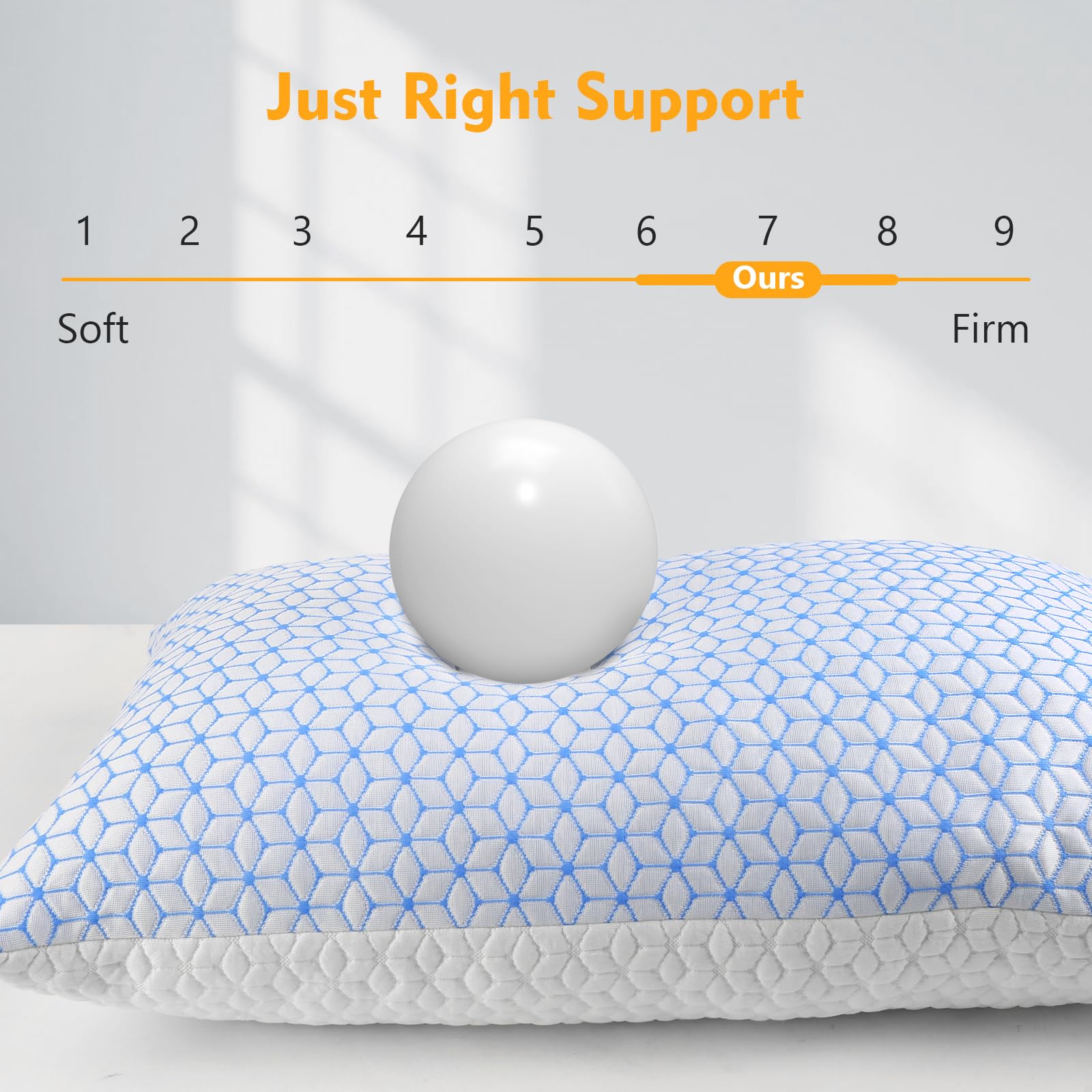 Love Attitude Shredded Memory Foam Pillows Queen Size Set of 2, Cooling Firm Pillows Queen Size 2 Pack for Bed, Adjustable for Side Back Stomach Sleepers - Medaid International