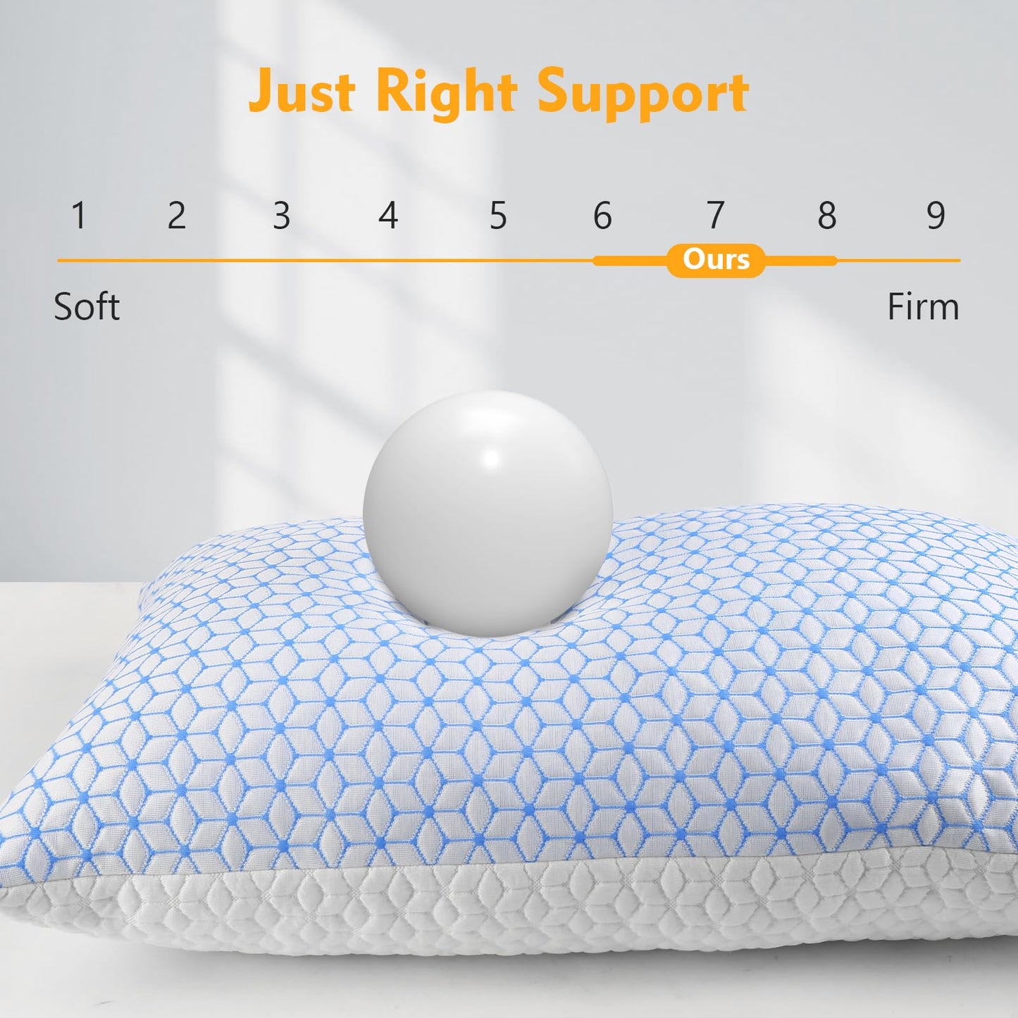 Love Attitude Shredded Memory Foam Pillows King Size Set of 2, Cooling Pillow Firm and Soft Adjustable for Side Back Stomach Sleepers - Medaid International