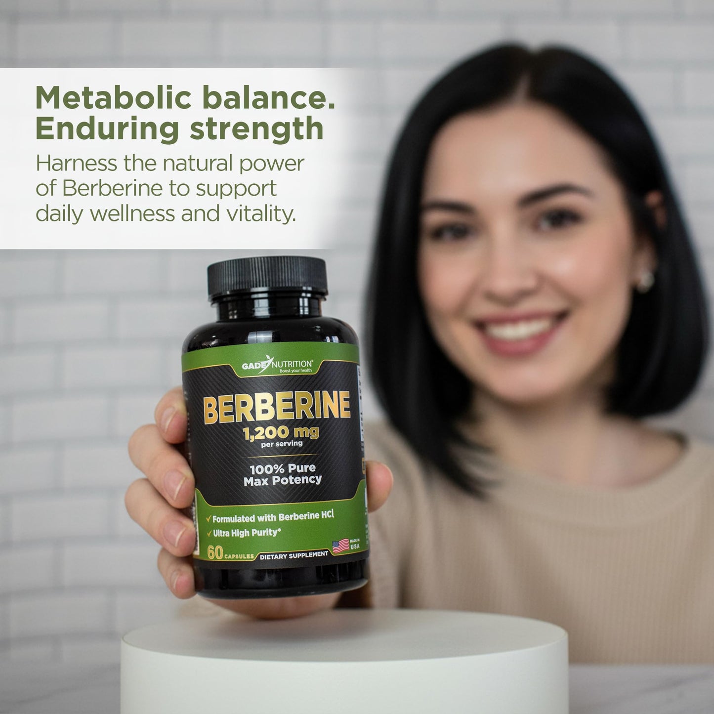 Gade Nutrition Berberine Supplement | Berberine HCI 1200mg Per Serving - Top Choice Vegetable Capsules, Gluten Free, Non-GMO, Dairy Free - Made in USA - Medaid International