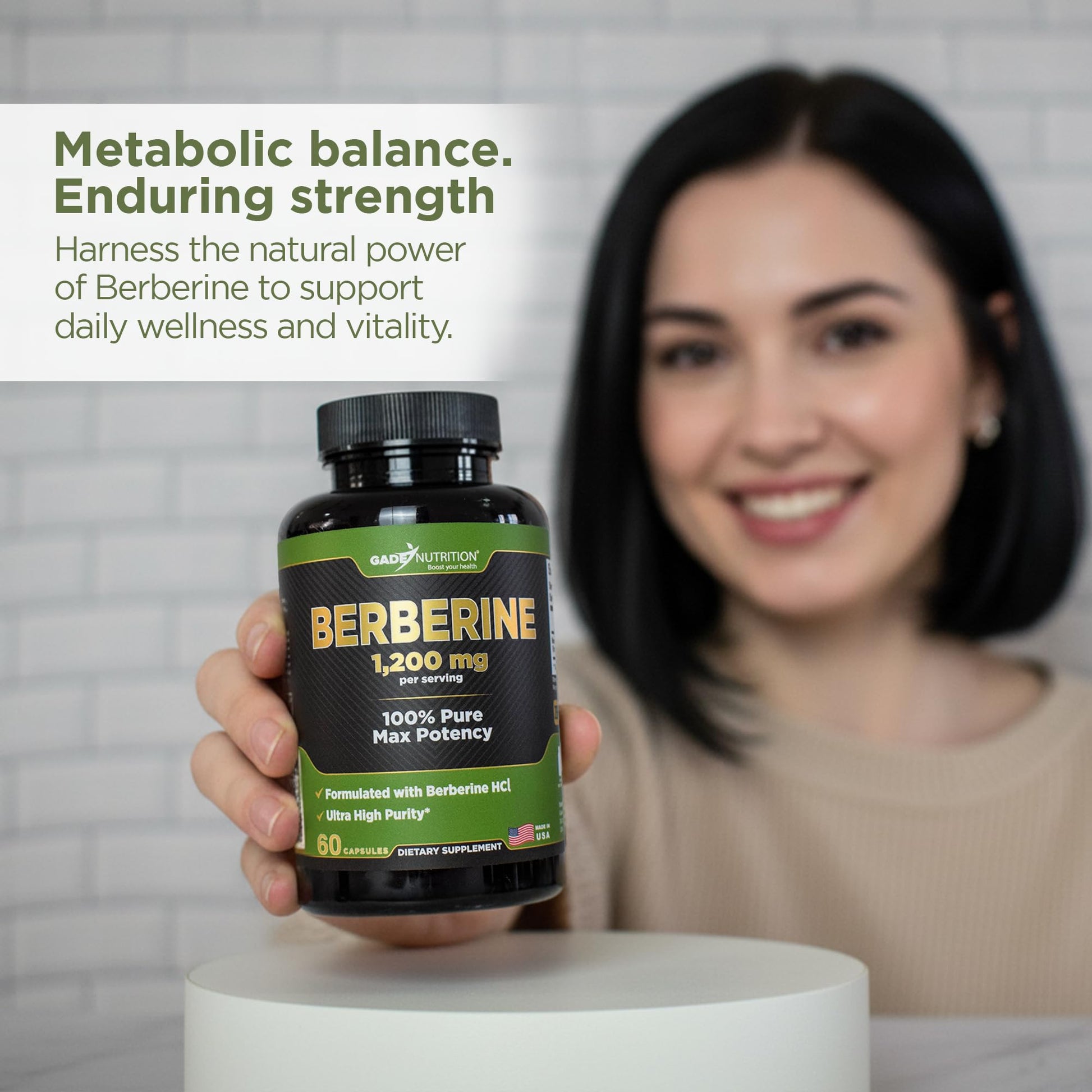 Gade Nutrition Berberine Supplement | Berberine HCI 1200mg Per Serving - Top Choice Vegetable Capsules, Gluten Free, Non-GMO, Dairy Free - Made in USA - Medaid International