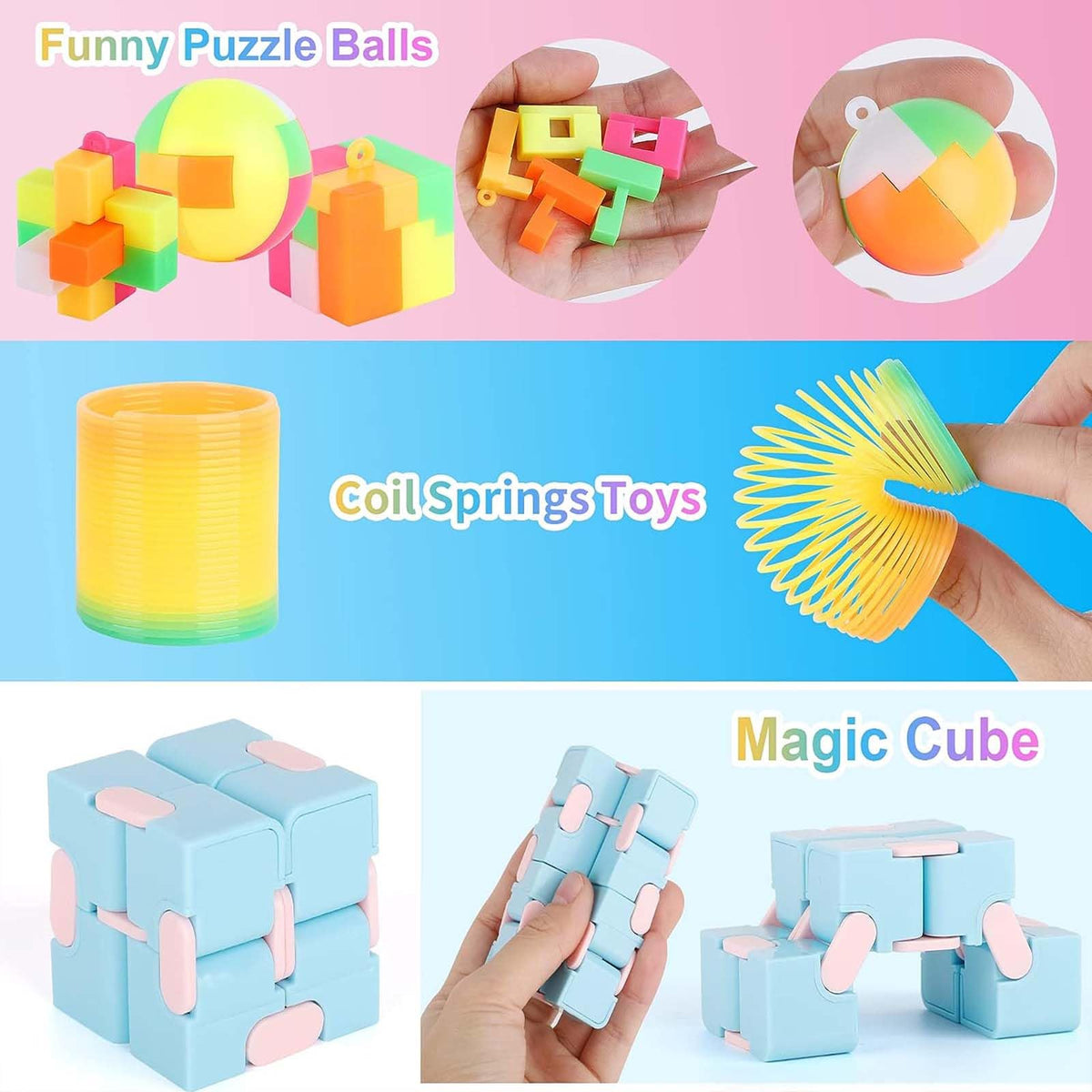 Sensory Toys Set 55 Pack, Stress Relief Fidget Hand Toys for Adults and Kids, Sensory Fidget and Squeeze Widget for Relaxing Therapy