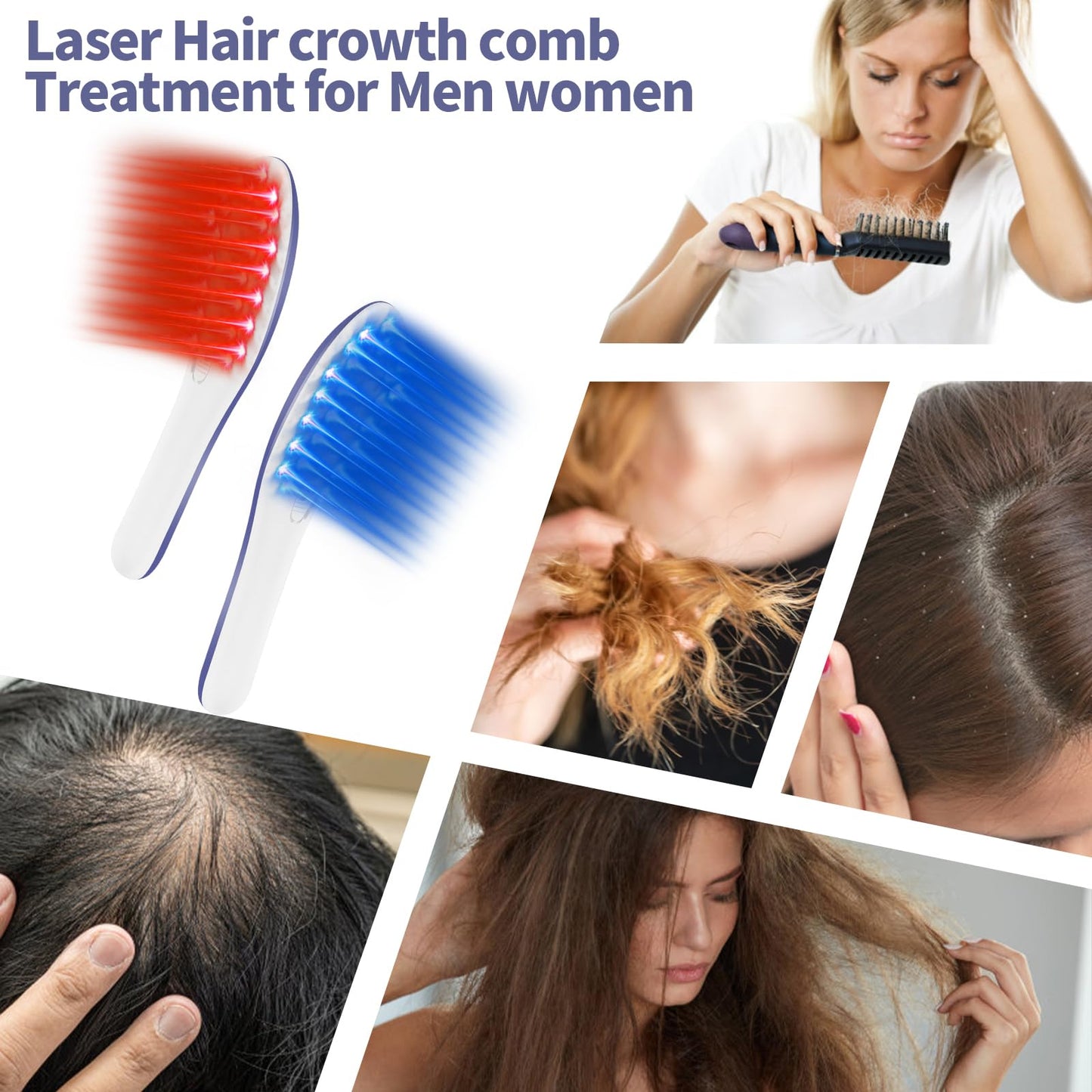 NNUSHK Laser Therapy Hair Growth Comb,Laser Hair Growth Device Electric Scalp Massager, Promote in Women and Men - Medaid International
