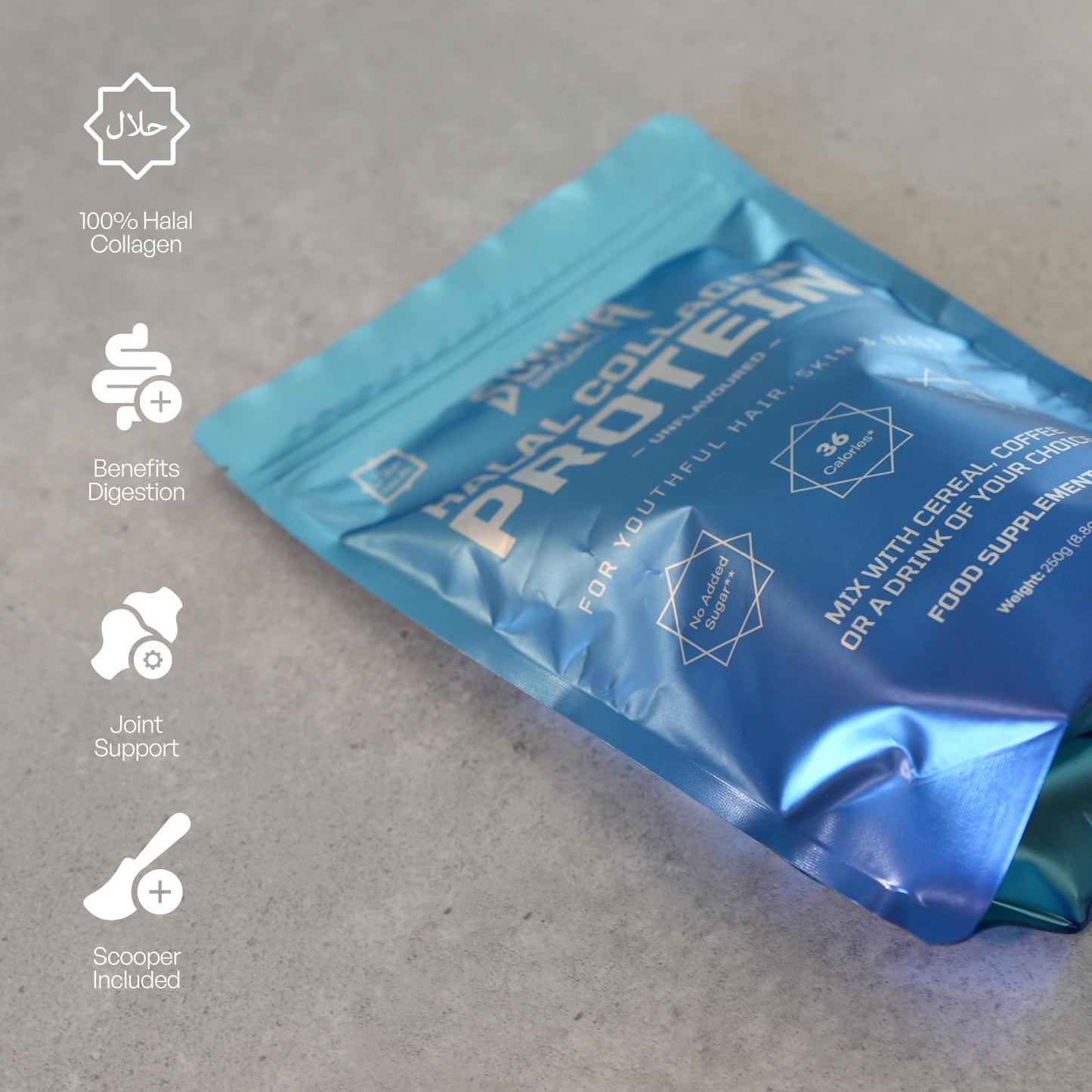 SUNNA SUPPLEMENTS - Halal Bovine Collagen Protein Powder for Hair Skin Nails and Joints - Type (I, III) Hydrolysed Premium Bovine Collagen Peptides for Women and Men | Gluten Free | Unflavoured - Medaid International