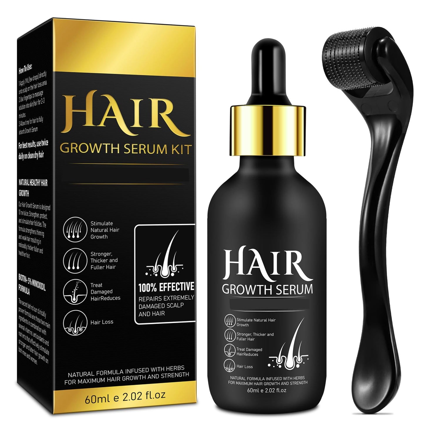 Minoxidil for Men, 5% Minoxidil for Women, Hair Growth Serum for Womens Stronger Thicker Longer Hair, Natural Hair Growth Oil for Mens Beard Growth, Minoxidil for Women & Men, 60ML - Medaid International