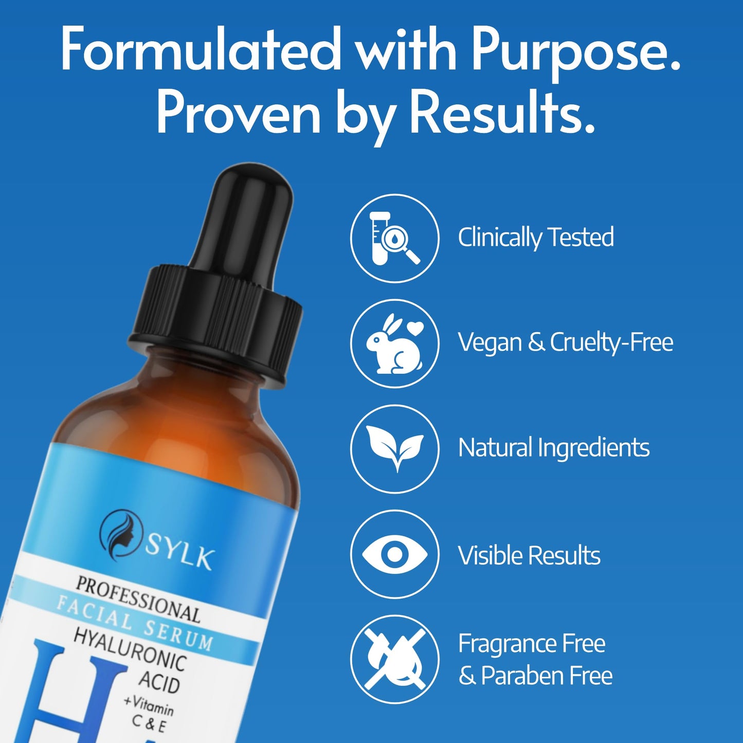 Sylk Hyaluronic Acid Serum for Face - Ultra Hydrating Anti Aging & Anti Wrinkle Serum with Vitamin C & E - Moisturizing & Plumping Formula for Smooth Skin - Microneedling - Korean Skincare - 2 fl oz - Medaid International