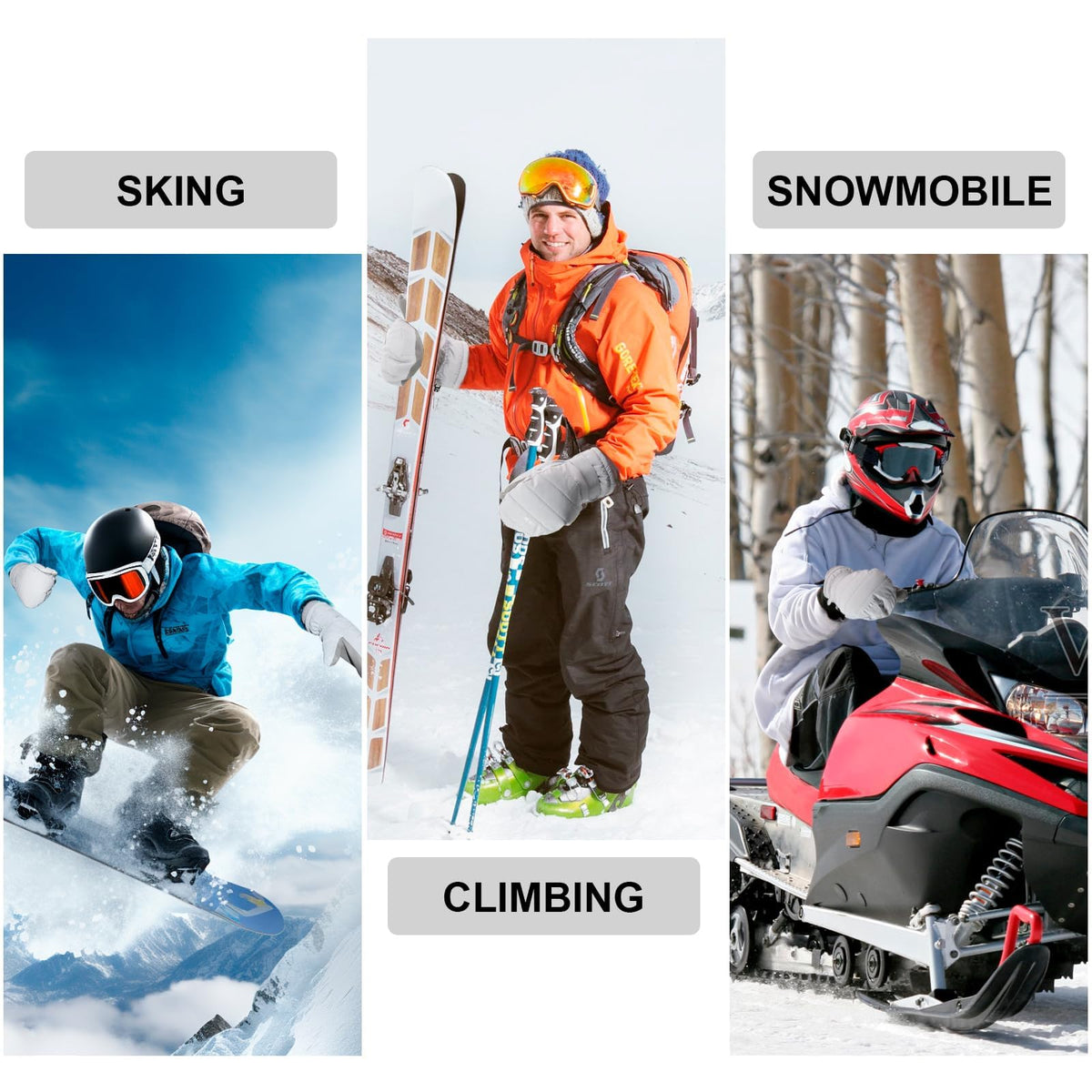 Winter Women’s Ski Mittens, Waterproof Touchscreen Snow Mitts, Anti-Slip Warm Windproof Gloves for Skiing, Snowboarding, Hiking, Cycling and Outdoor Activities