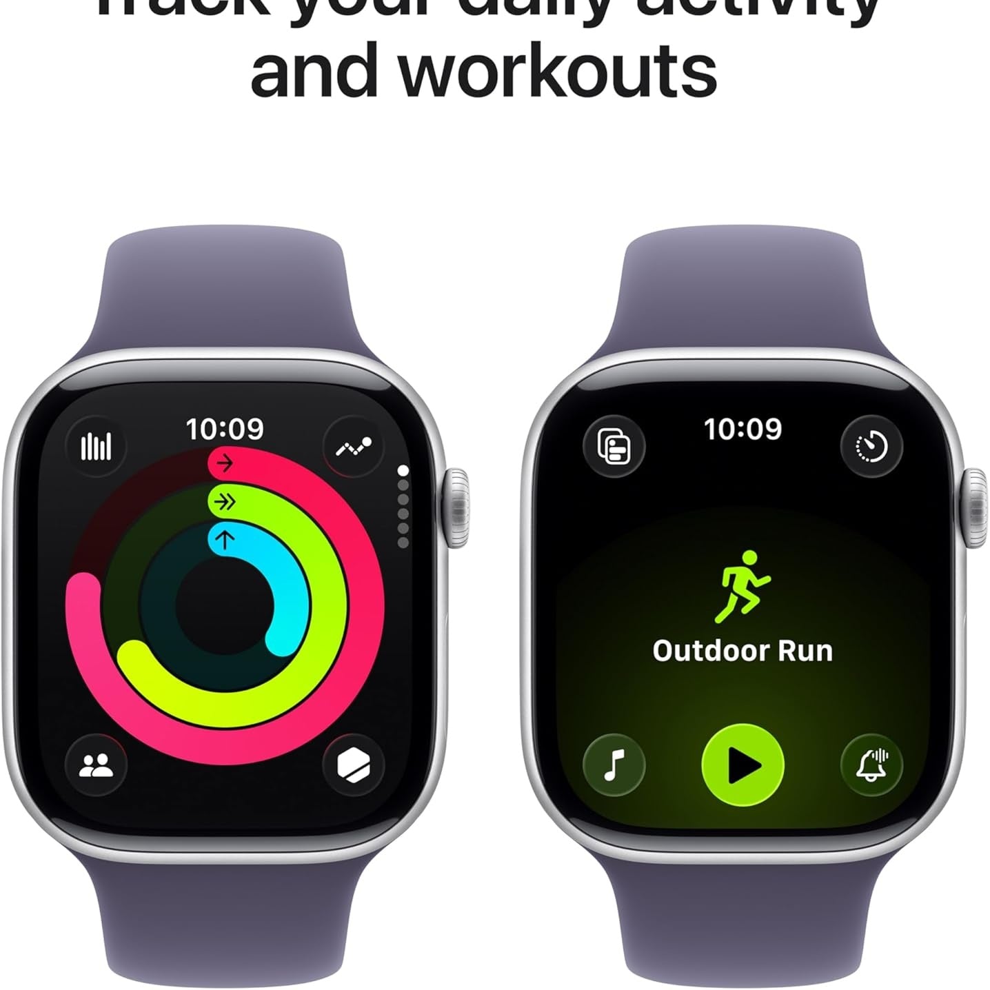 Apple Watch Series 11 GPS 42mm Smartwatch with Silver Aluminium Case with Purple Fog Sport Band S/M. Sleep Score, Fitness Tracker, Health Monitoring, Always-On Display, Water Resistant