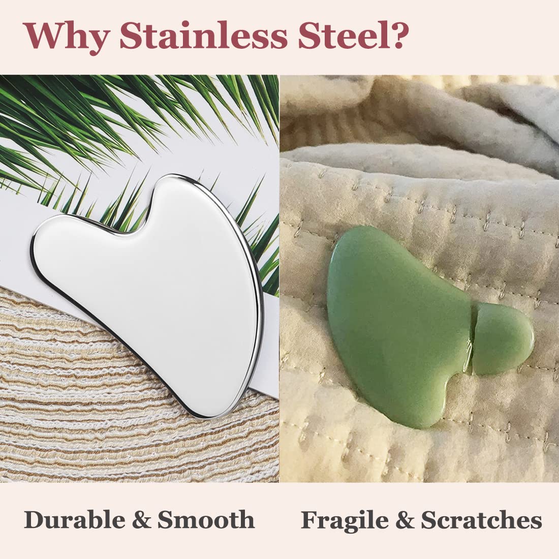 Lanfixilly Stainless Steel Gua Sha and Face Roller Set, Facial Tool for Face Sculpting, Metal Skin Care, Massager for Women - Medaid International