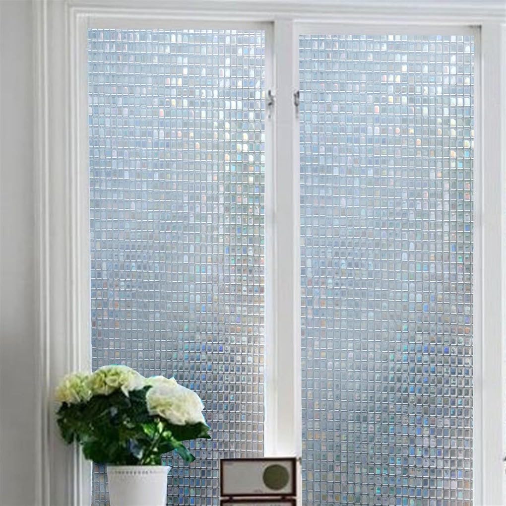 Arthome 3D Mosaic Window Film, 17.5x78.7 inch Privacy Film Static Cling Film, No Glue Self Adhesive Anti UV Window Sticker,Removable Rainbow Window Tint Film for Home Office - Medaid International