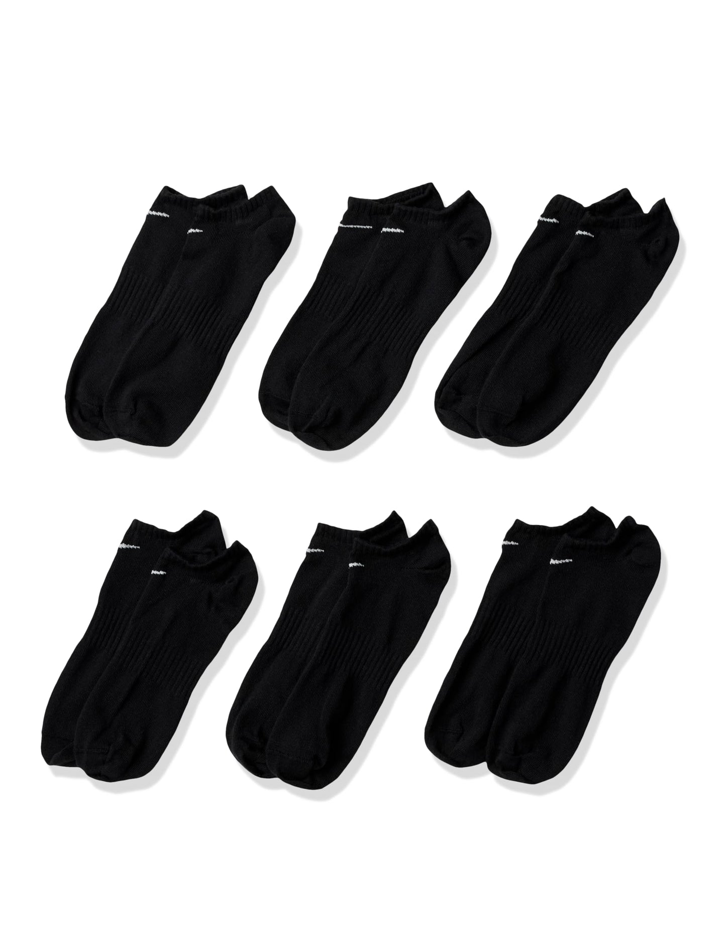 Nike Unisex Everyday Lightweight Training No-Show Socks (6 Pairs), Black/White, Large - Medaid International