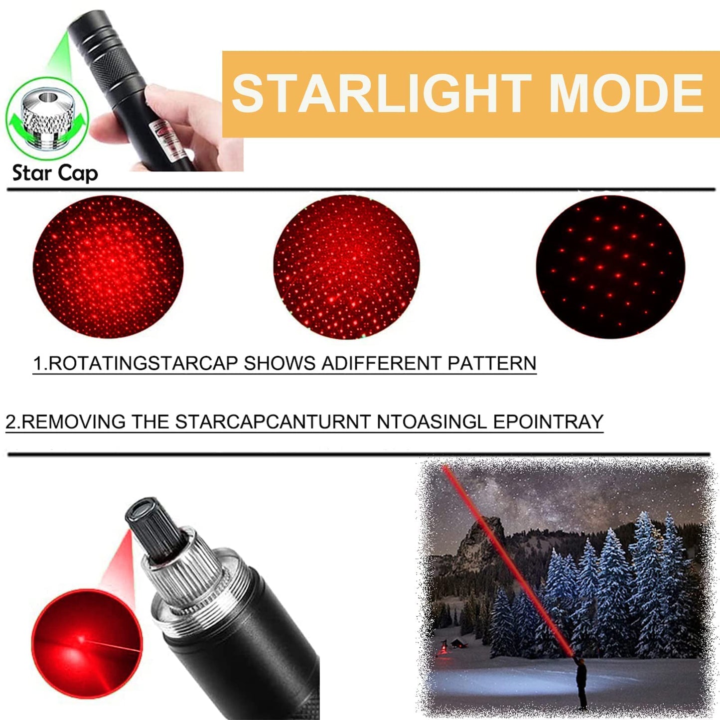 Laser Pointer High Power, Red Laser Pointer Indicator Light, Long Range Laser Pointer for Hiking, USB Charge - Medaid International