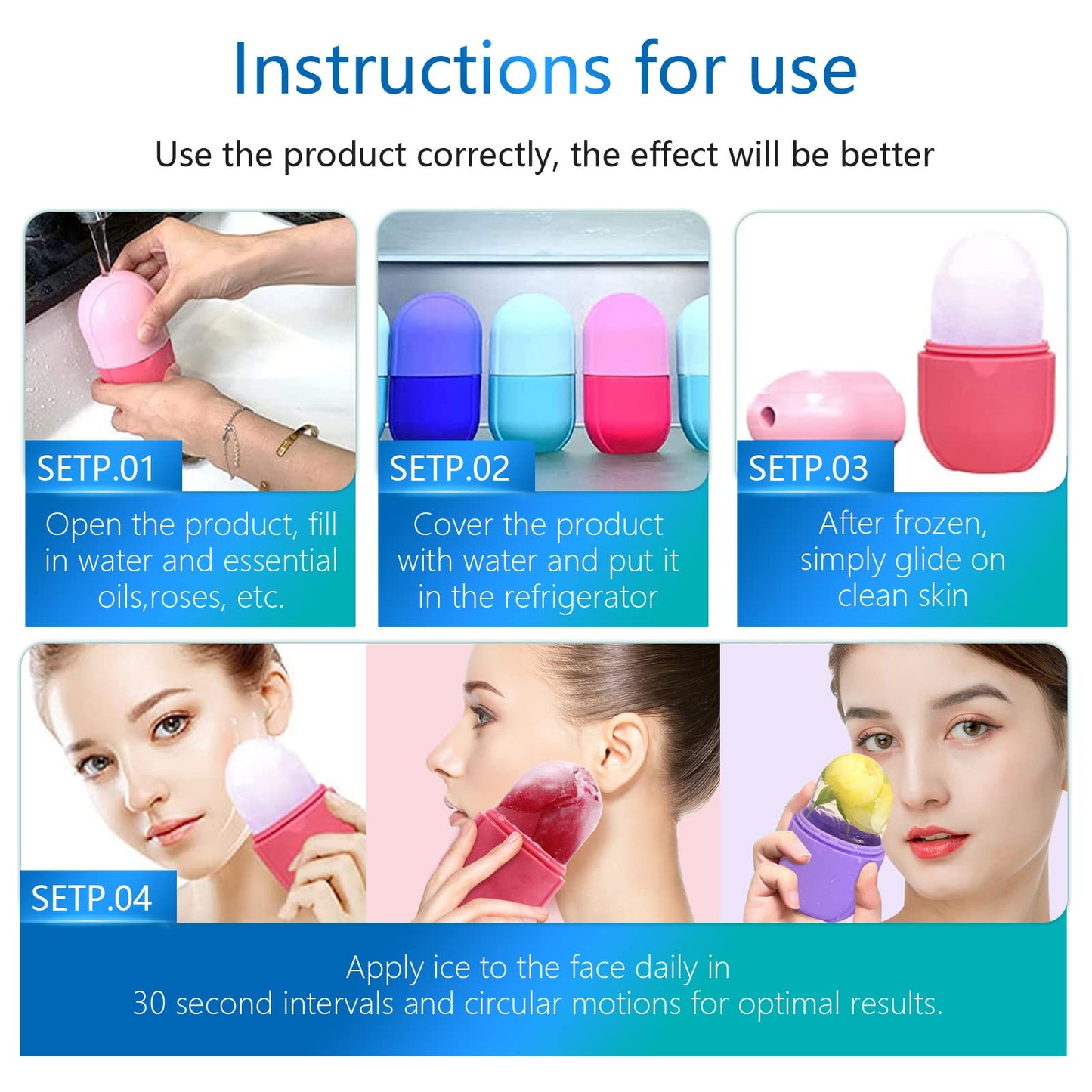 PASNOWFU Ice Cube Face Roller, Eyes and Neck, Brighten Skin & Enhance Your Natural Glow, Reusable Facial Treatment, Ice Cube Roller to Tighten Skin & De-Puff Eye Area, Cryotherapy for Face Ice(Pink) - Medaid International