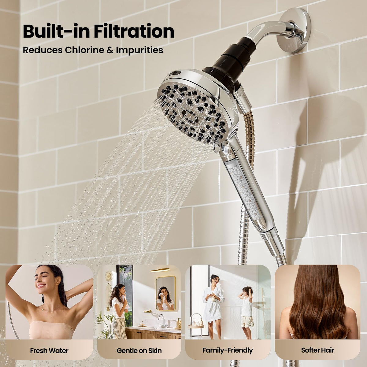 JOMOO Magnetic Shower Head with Handheld, Filtered, High Pressure, 7 Modes
