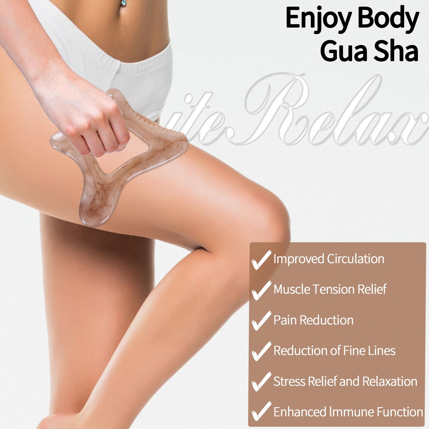 InfiniteRelax Body Gua Sha Tool Large Gua Sha Body Tool Cellulite Massage Tool (Resin) Lymphatic Drainage Tool Guasha Tool for Face, Back, Legs, Women's Body Shaping Tools - Medaid International