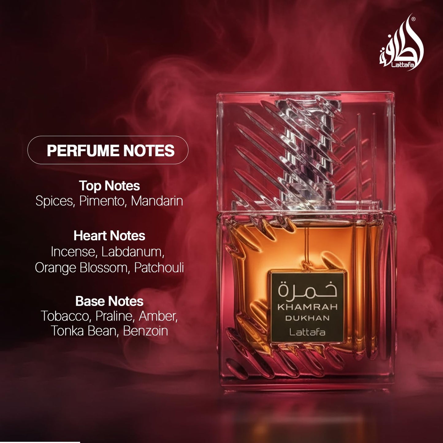 Lattafa Khamrah Dukhan for Unisex Eau de Parfum Spray, 3.4 Ounce / 100 ml - Medaid International