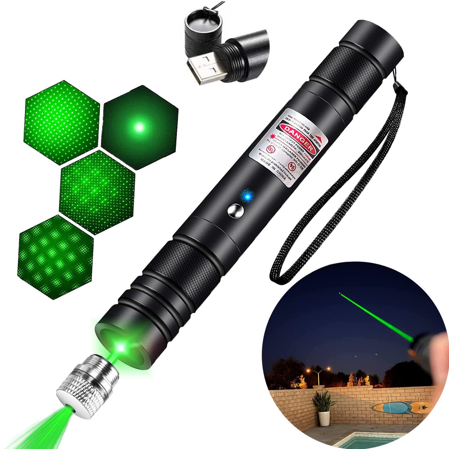 Green Laser Pointer Long-Range Laser Pointer High Power-Rechargeable Laser Pointer for Hiking, Presentations & Outdoor Use - Medaid International