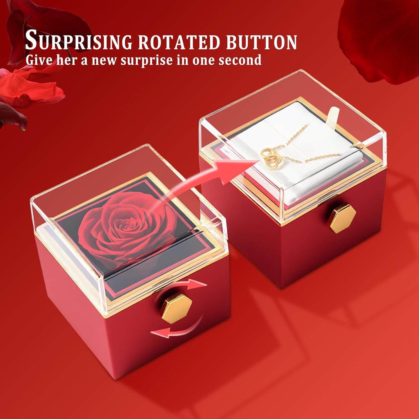 Eternal Rose with Necklace & Real rose