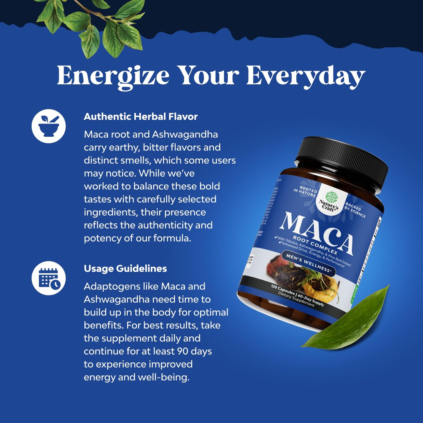 Potent Black Maca Root Capsules for Men - Herbal Wellness Supplement with Siberian Ginseng Ashwagandha and Black Maca Root - Men’s Wellness Supplement to Support General Health (60 Servings) - Medaid International