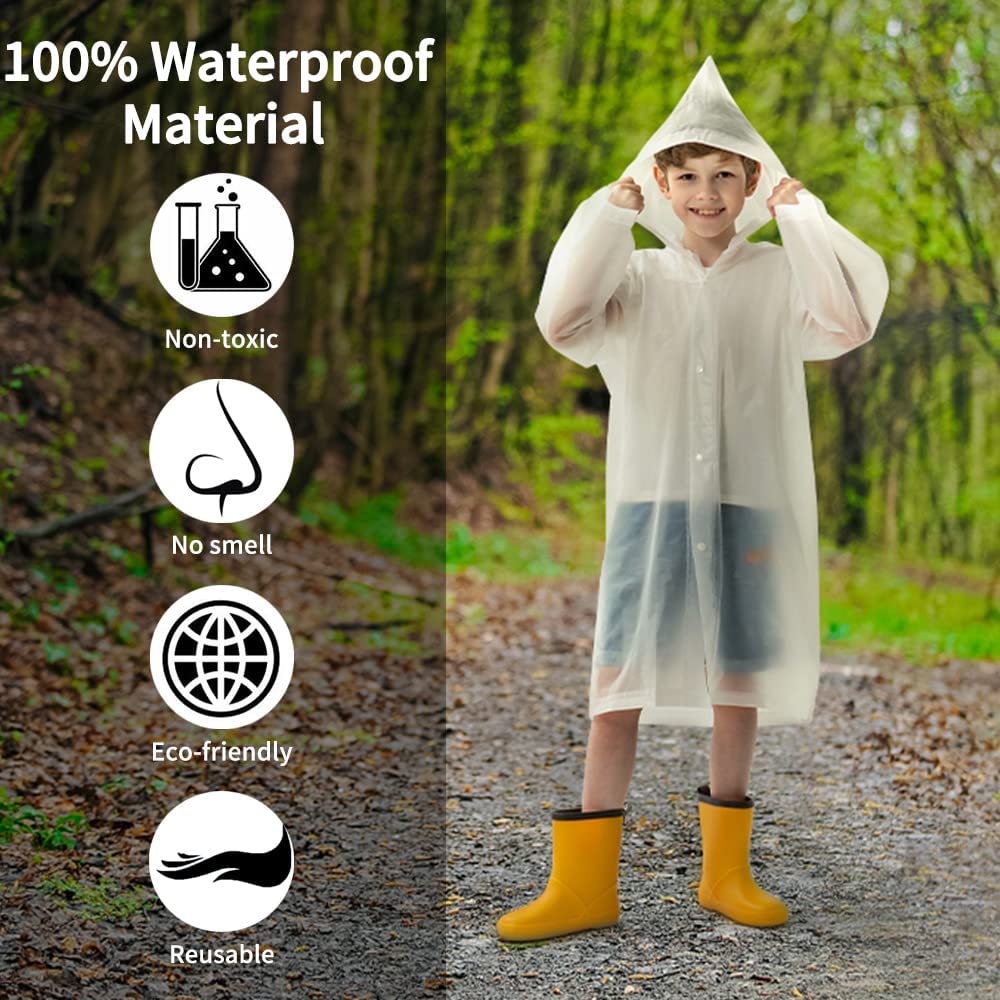 Kids Waterproof Raincoat, EVA Portable Rain Poncho, for Girls Boys Toddler Rainwear Rain Jacket Cape, Reusable Children Raincoat for Outdoor Climbing Cycling Hiking Camping