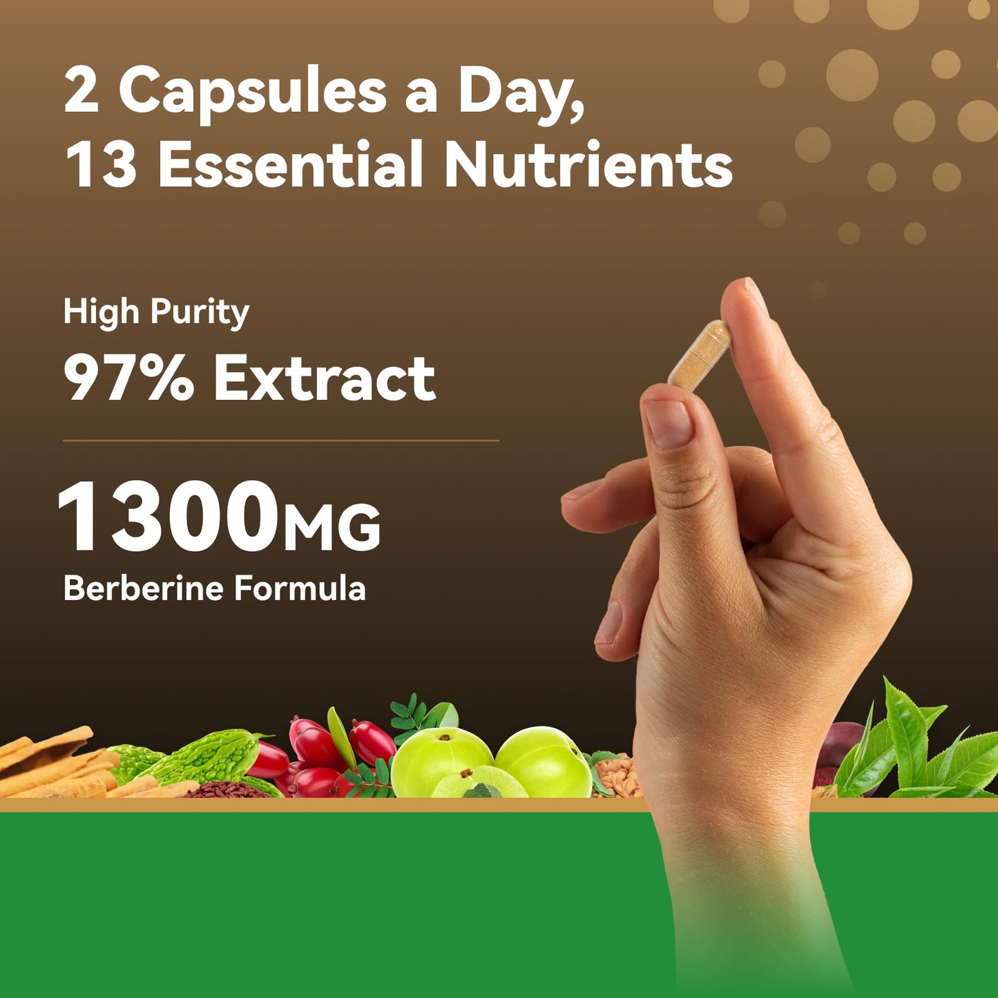Berberine 1300mg with Green Tea Extract, Resveratrol, Red Yeast Rice & CoQ10 – 13-in-1 Immune Health, Natural Metabolic Support – 60 Capsules – Non-GMO, Lab Tested - Medaid International