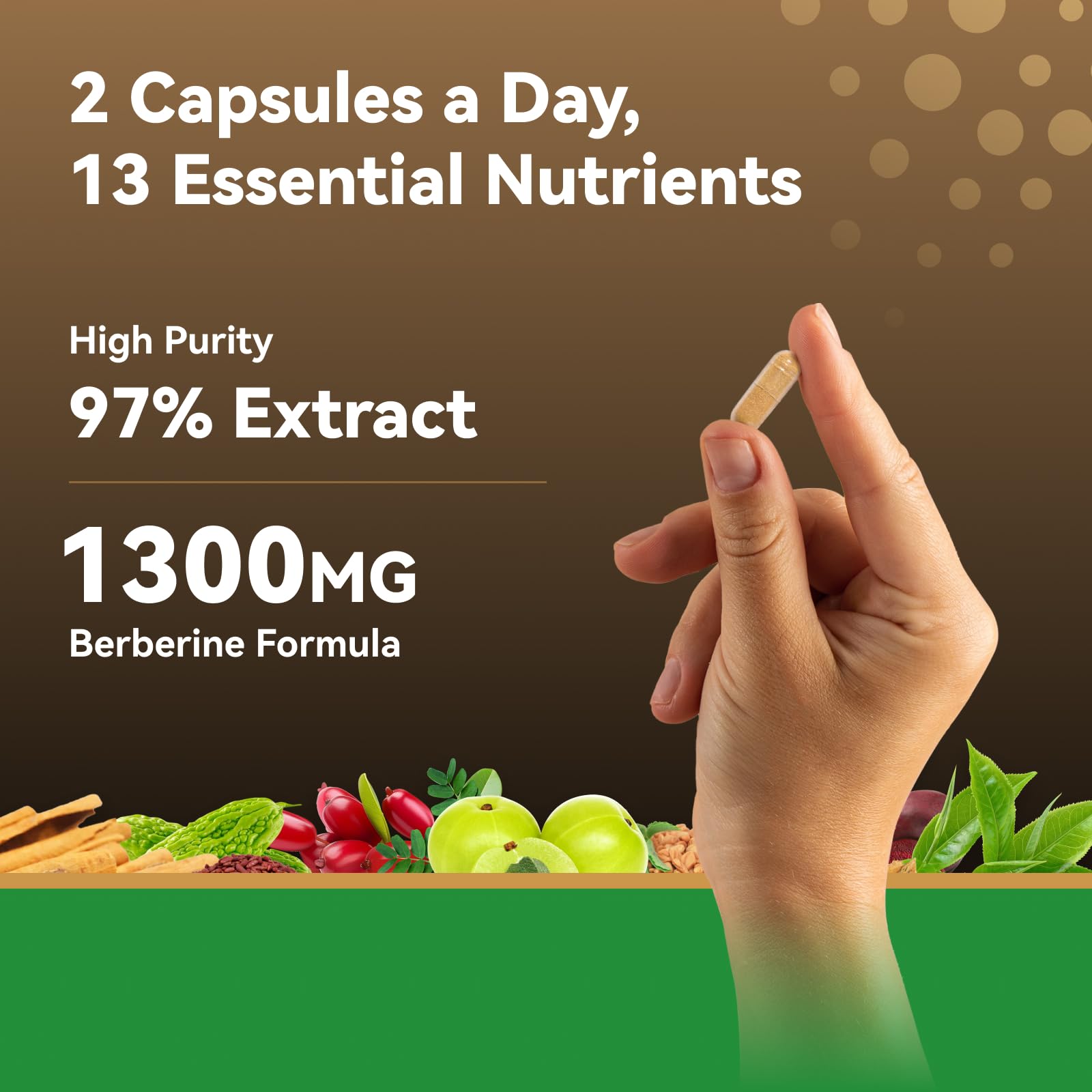 Berberine 1300mg with Green Tea Extract, Resveratrol, Red Yeast Rice & CoQ10 – 13-in-1 Immune Health, Natural Metabolic Support – 60 Capsules – Non-GMO, Lab Tested - Medaid International