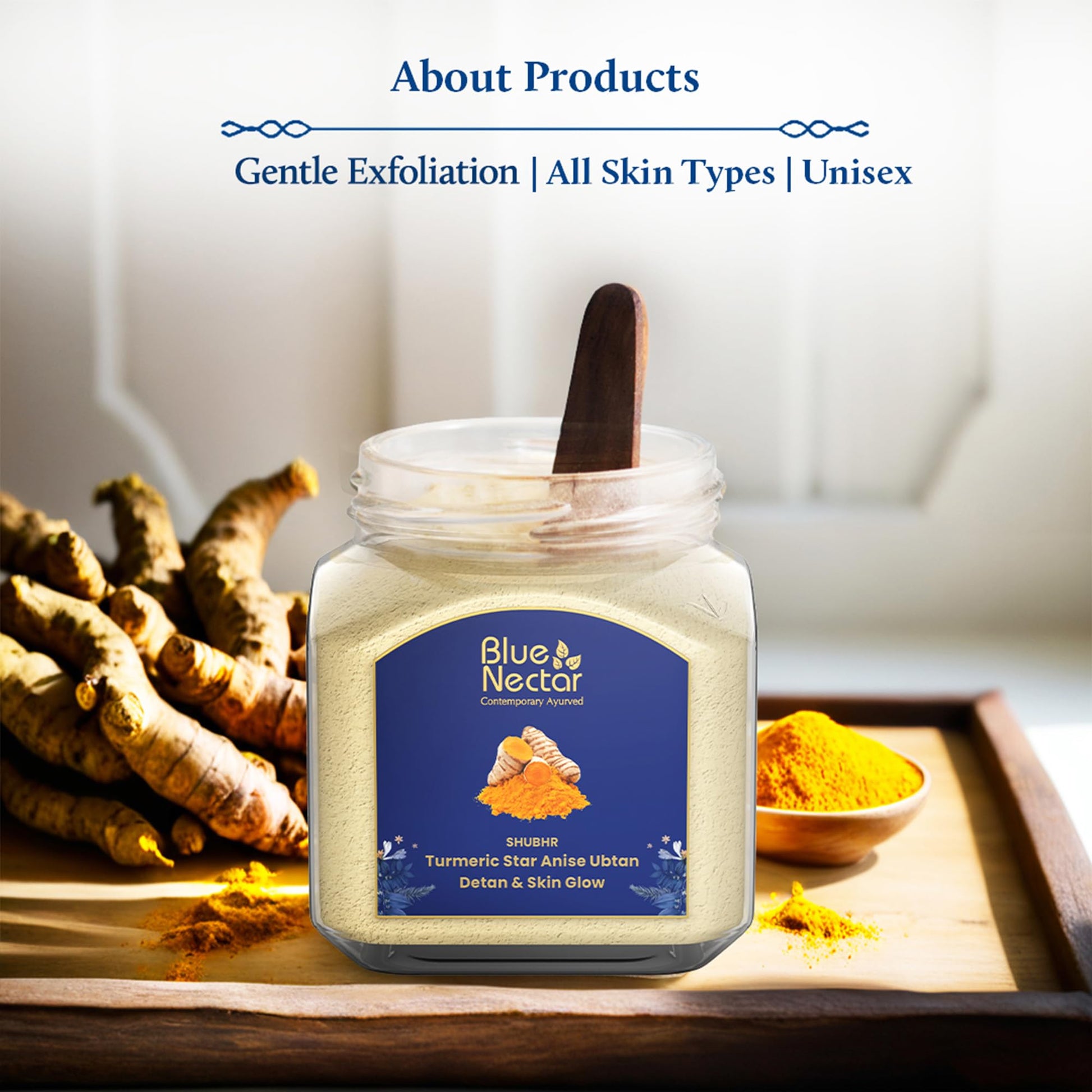 Blue Nectar Turmeric Ubtan Powder for Glowing Skin | Ayurvedic Ubtan Face Pack for Skin Brightening | Tan Removal Face Pack for Women & Men with Multani Mitti Powder | (3.5 Oz, 9 Herbs) - Medaid International