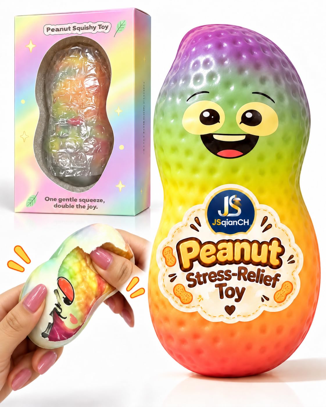 Peanut Stress-Relief Toys, Crunchy Peanut Squishy Sensory Fidget Toy
