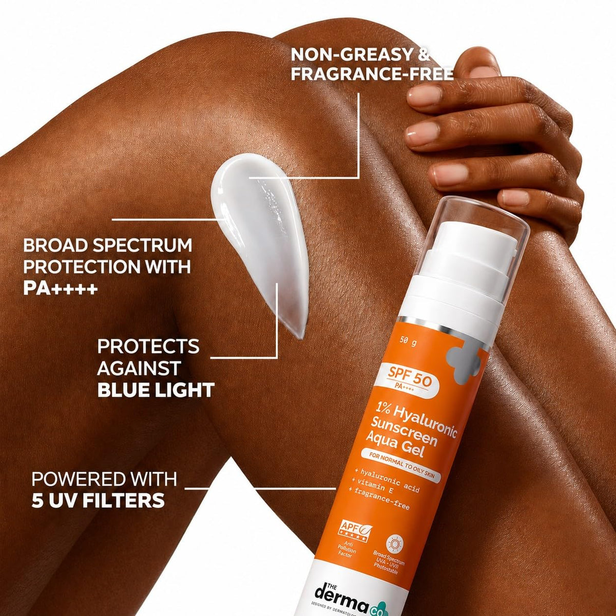 The Derma Co 1% Hyaluronic Sunscreen Aqua Gel SPF 50 PA++++, 50g