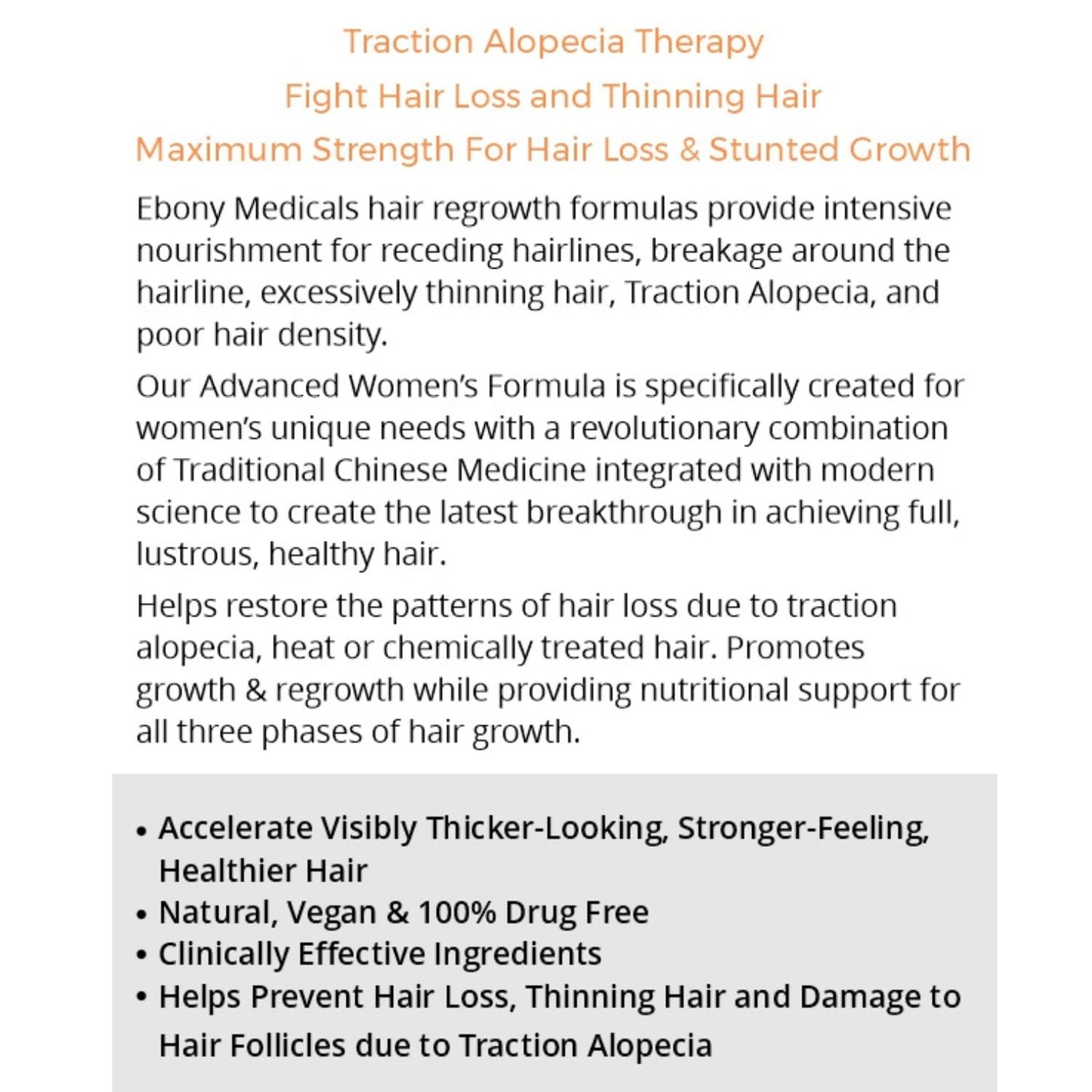 Ebony Medical Hair Regrowth Supplement for Women – Traction Alopecia & Thinning Hair Support – Follicle Repair, Stronger Hair Growth & Density – Keratin Boost, Natural Hair Vitamins – 30-Day Supply - Medaid International