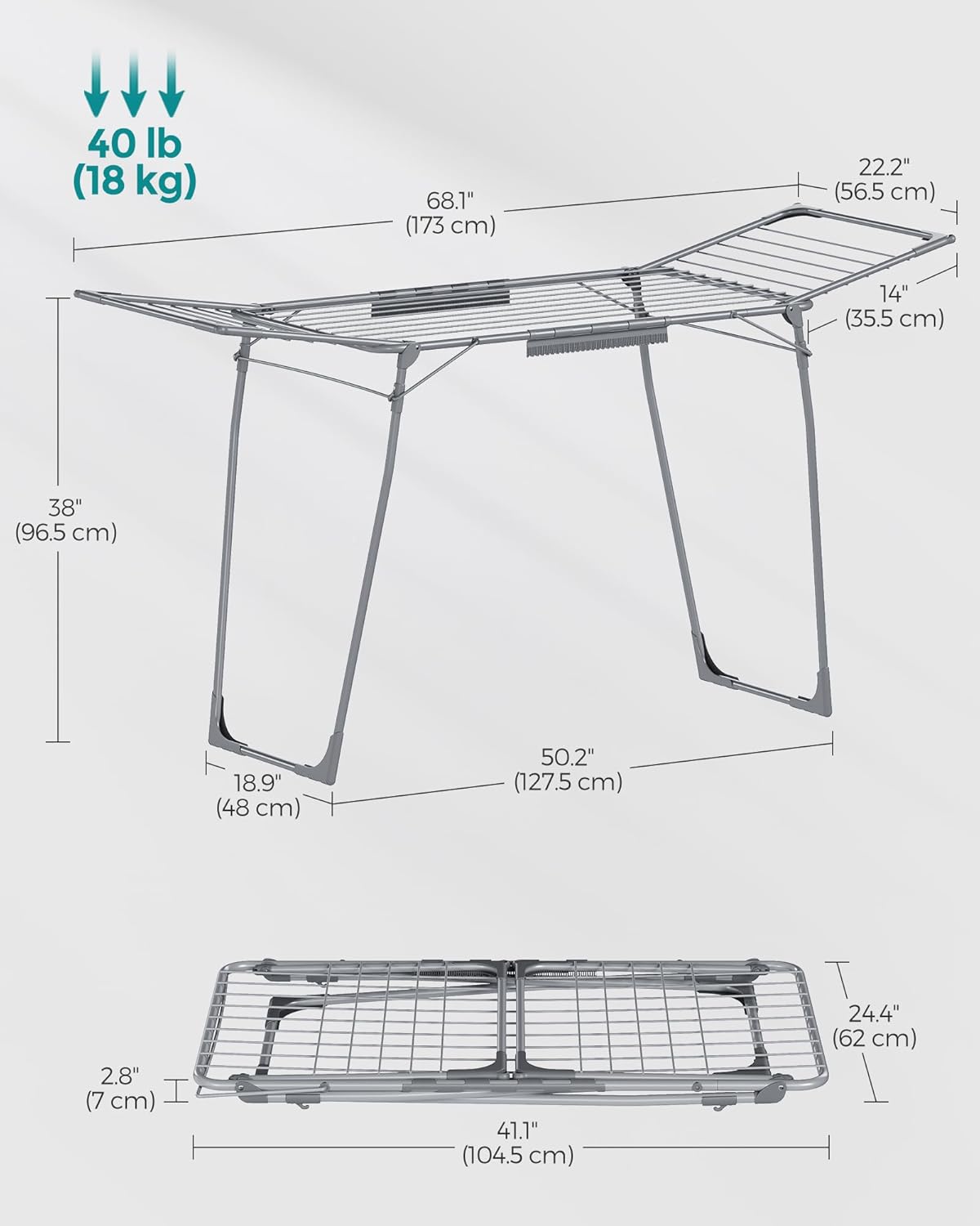SONGMICS Clothes Drying Rack LLR518G01