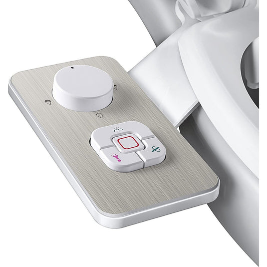 SAMODRA Bidet Attachment - Non-Electric Cold Water Bidet Toilet Seat Attachment with Pressure Controls,Retractable Self-Cleaning Dual Nozzles for Frontal & Rear Wash - Brushed Nickel - Medaid International