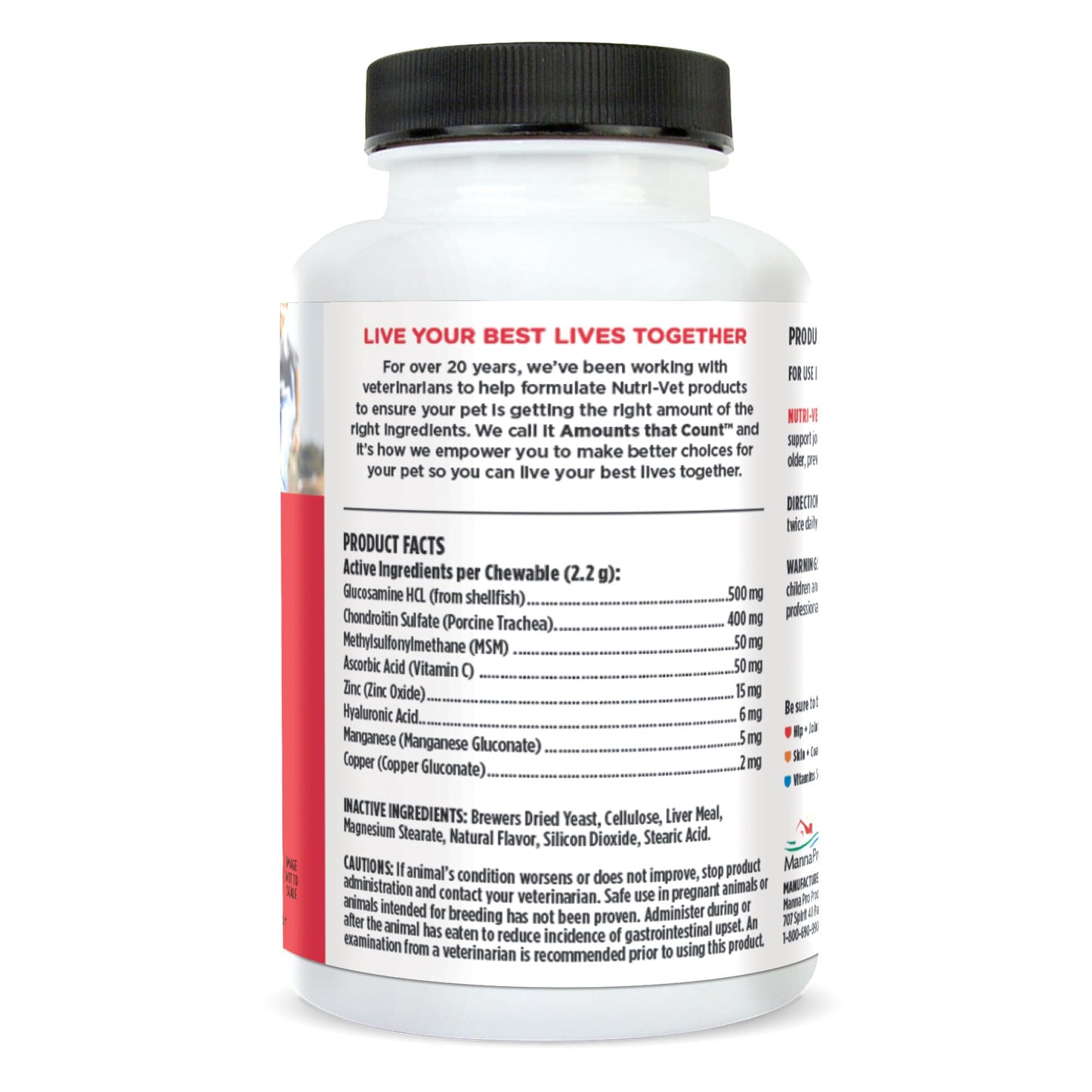Nutri-Vet Advanced Strength Hip & Joint Chewable Dog Supplements - Formulated with Glucosamine & Chondroitin to Support Dog Cartilage & Mobility - 150 Tablets