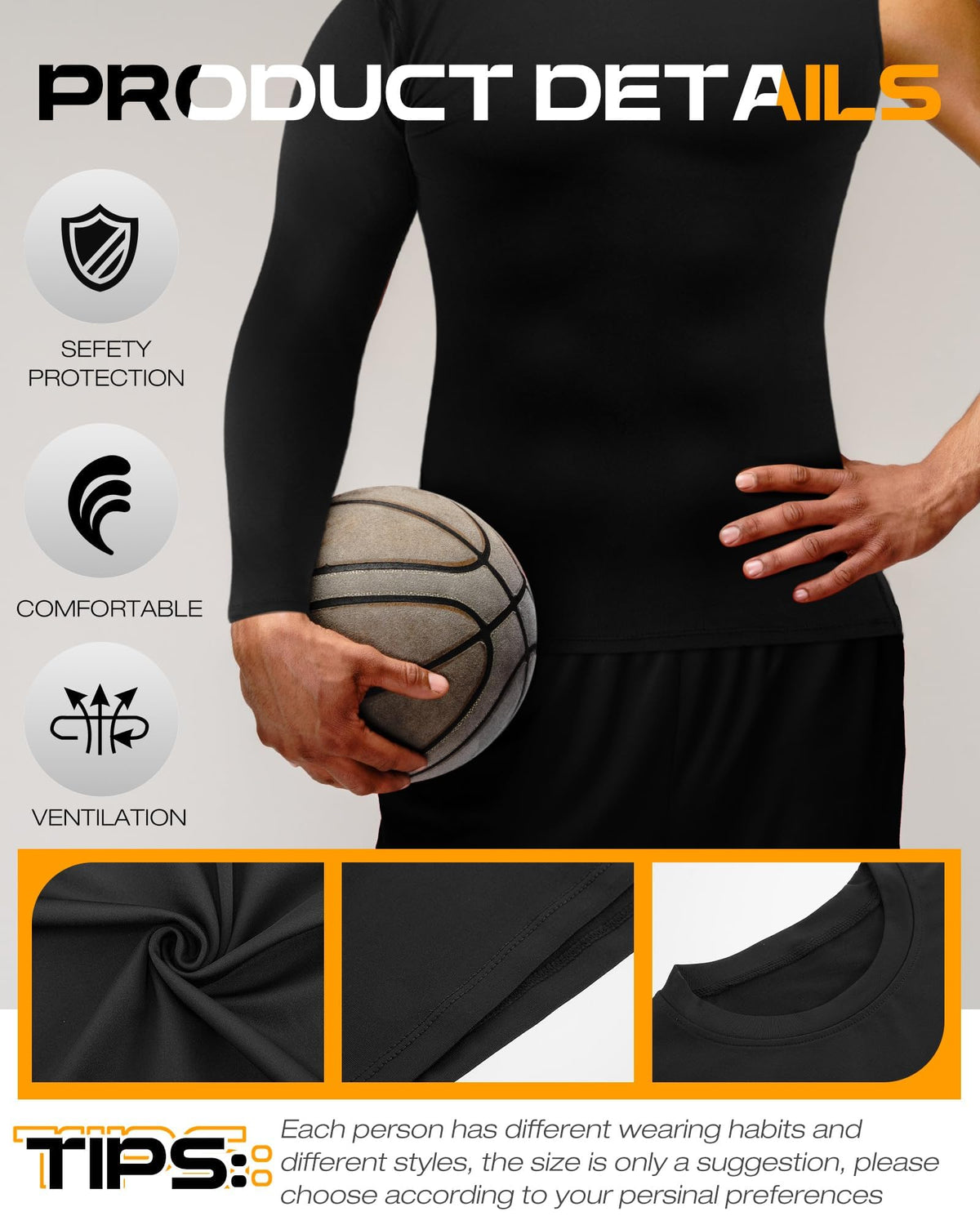 KASTWAVE Compression Shirts for Men Long Sleeve Quick Dry Mens Single Sleeve Compression Shirts 1/2 Single Arm Athletic Base Layer Undershirt Gear T Shirt Single Sleeve Compression Shirt, 2 Pcs * L