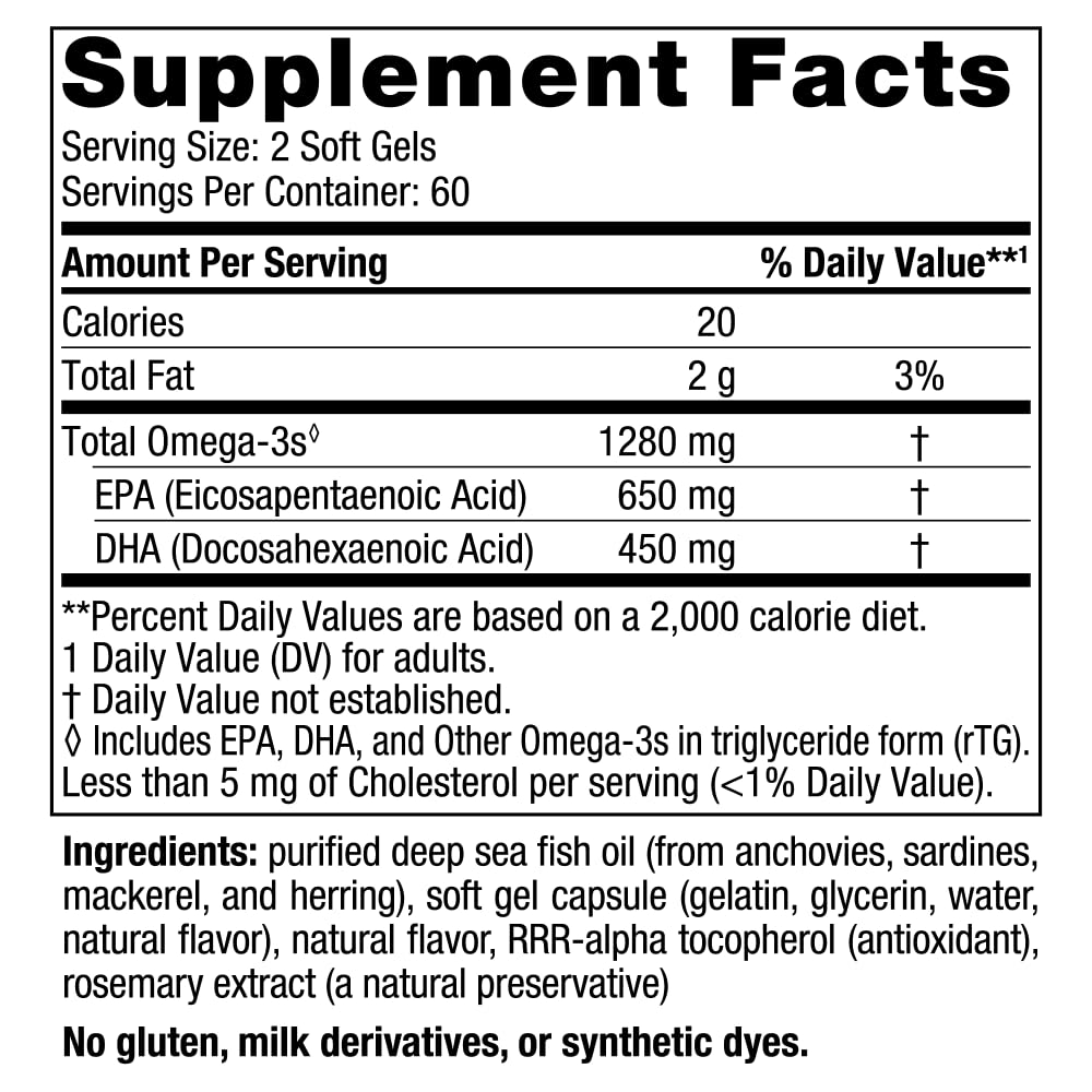 Nordic Naturals Ultimate Omega, Lemon Flavor - 120 Soft Gels - 1280 mg Omega-3 - High-Potency Fish Oil Supplement with EPA & DHA - Promotes Brain & Heart Health - Non-GMO - 60 Servings - Medaid International
