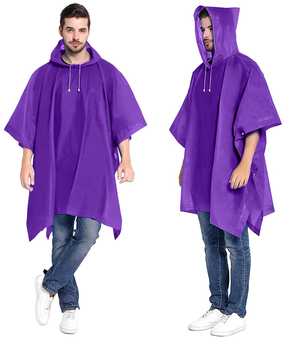 KASTWAVE Portable EVA Raincoats for Adults, Reusable Rain Ponchos with Hoods and Sleeves Lightweight Raincoats for Lightweight for Adults, Emergency, Camping, Men, Women(2 Pack) (Pink)