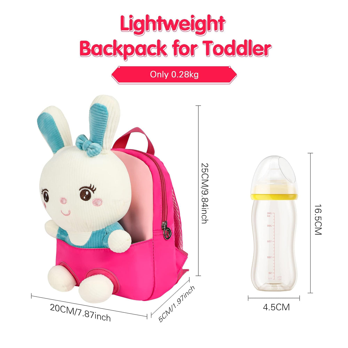 TERRIFI Lovely Toddler Backpack, Animal Stuffed Bunny Toy Kids Backpack, Suitable for Girls Preschool Shoulder Bag Gift