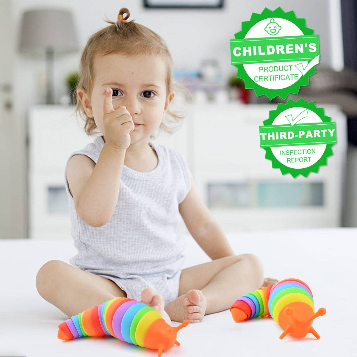 Cevioce Fidget Slug Toy, Sensory Slug Fidget Toy for Kids & Adults, 1Pc Cute 3D Articulated Stim Toy - Can Be Spliced, Safe｜Exercise Wrist Strength & Stress Relief, Great Gift for ADHD Autism