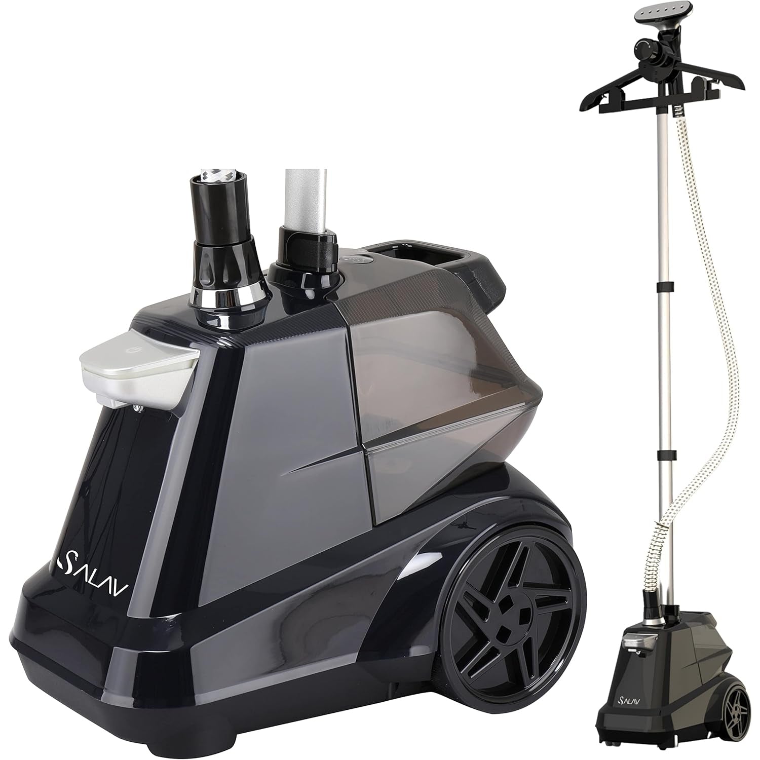 SALAV® Heavy Duty Commercial Full-Size Garment Steamer with Foot Pedals and Extra Large 3L (101.5 oz) Water Tank, 1800 watts of Poweful Steam (Navy) - Medaid International